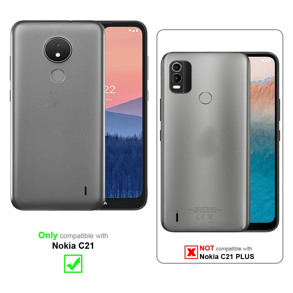 Confronto custodie grigie: compatibile con Nokia C21 vs. C21 Plus, spunta verde.