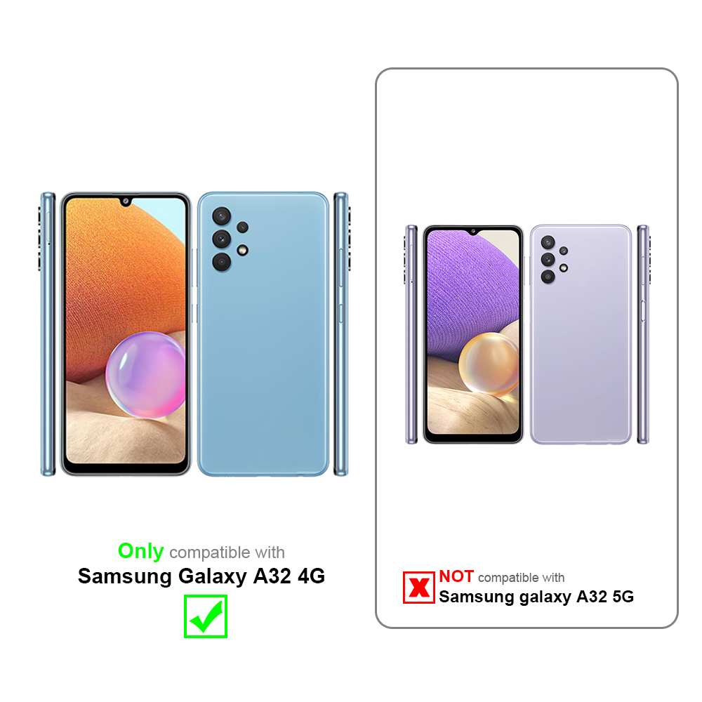 Coques bleues avec écrans. Uniquement compatibles avec Samsung Galaxy A32 4G. Pas avec A32 5G.