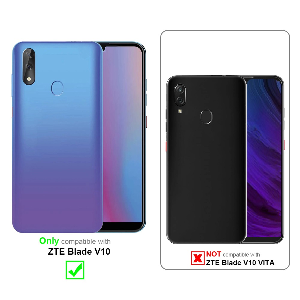 Zwei Telefone. Eines blau, eines schwarz. Kompatibel mit ZTE Blade V10.