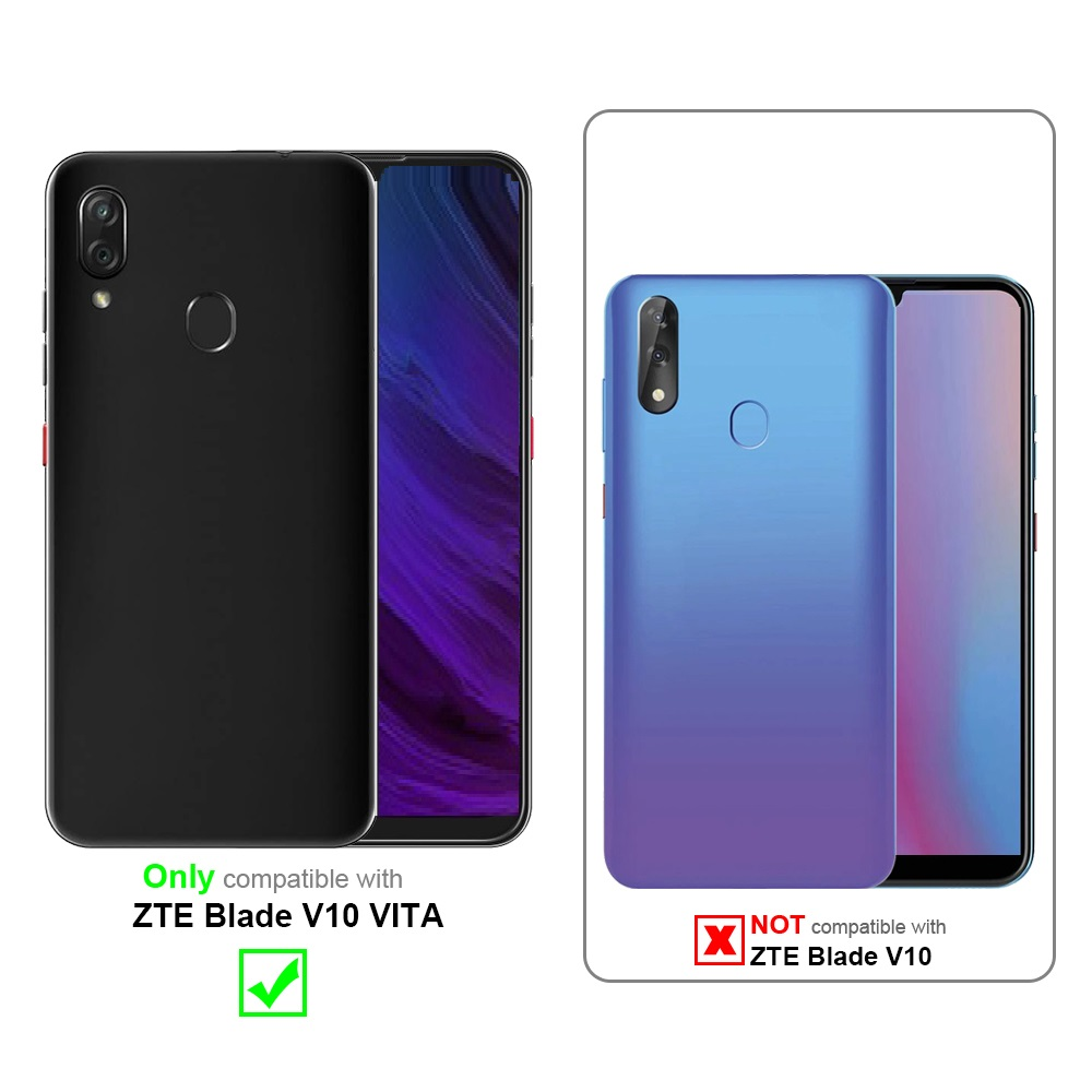 Zwei Handyhüllen, eine kompatibel und eine inkompatibel mit ZTE Blade V10 Vita.