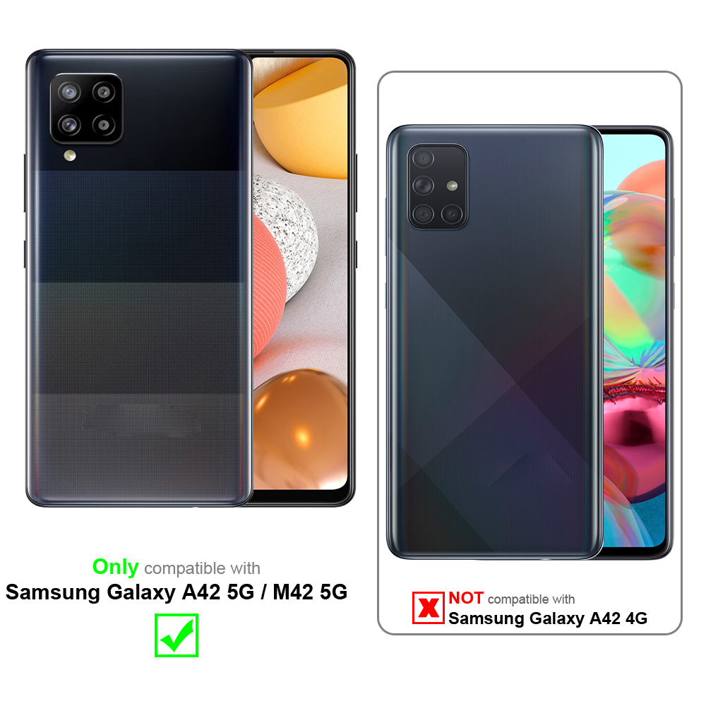Due telefoni. Uno nero, uno con linee. Compatibile con Samsung Galaxy A42 5G/M42 5G.