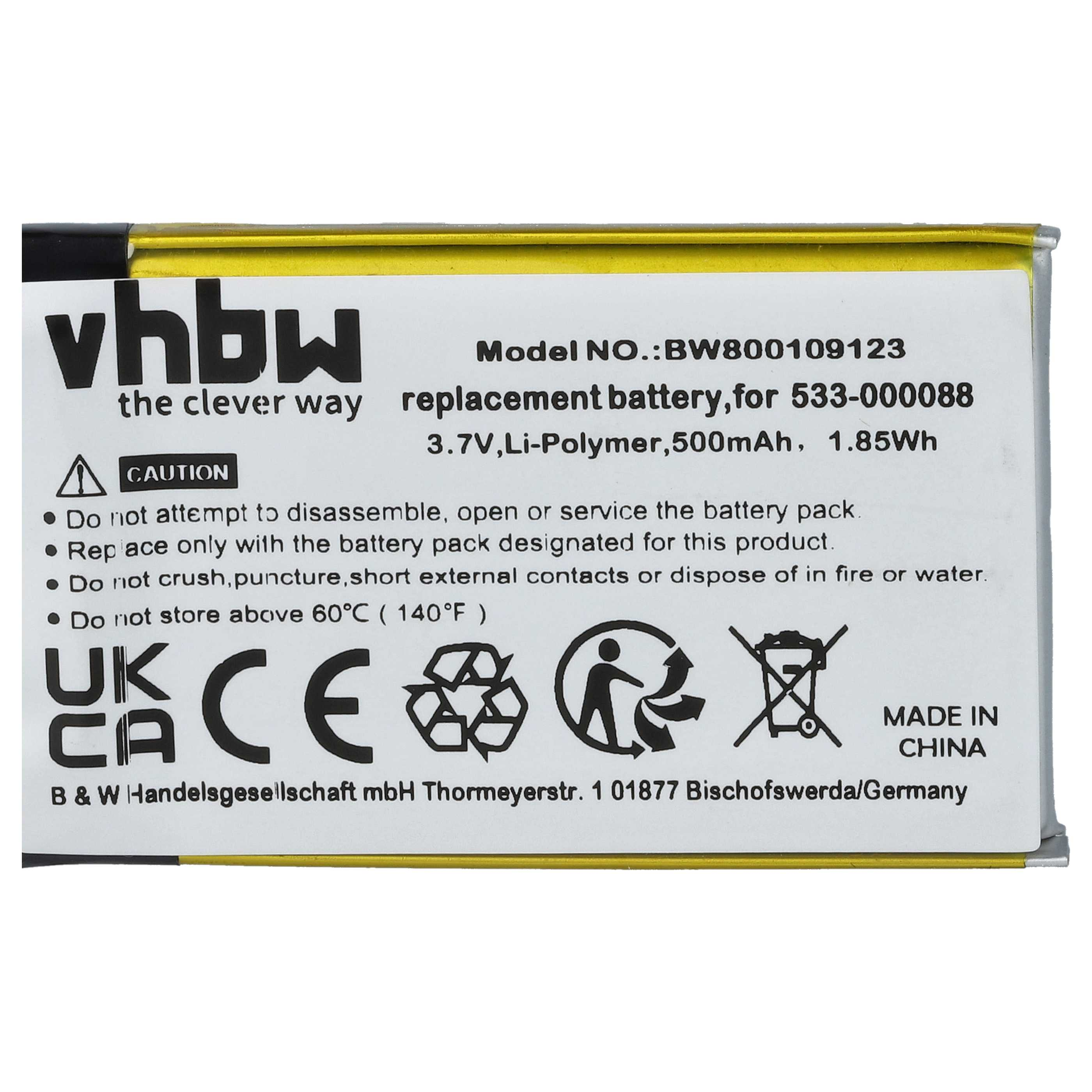 Batterie mit Warnhinweisen und Informationen auf weißem Hintergrund, Produktdetails.