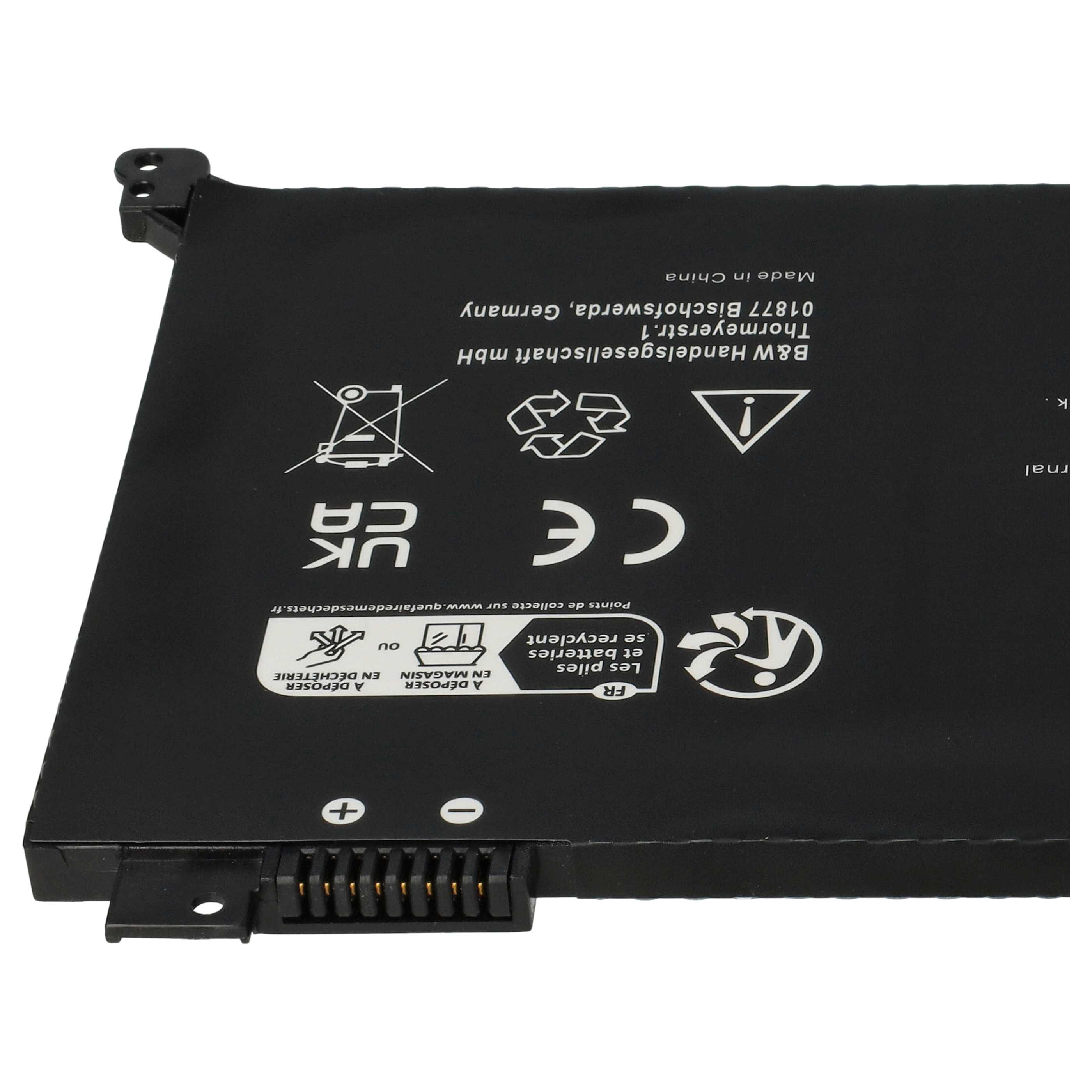 Schwarze elektronische Komponente mit Text. Weißer Hintergrund. Text und Symbole vorhanden.