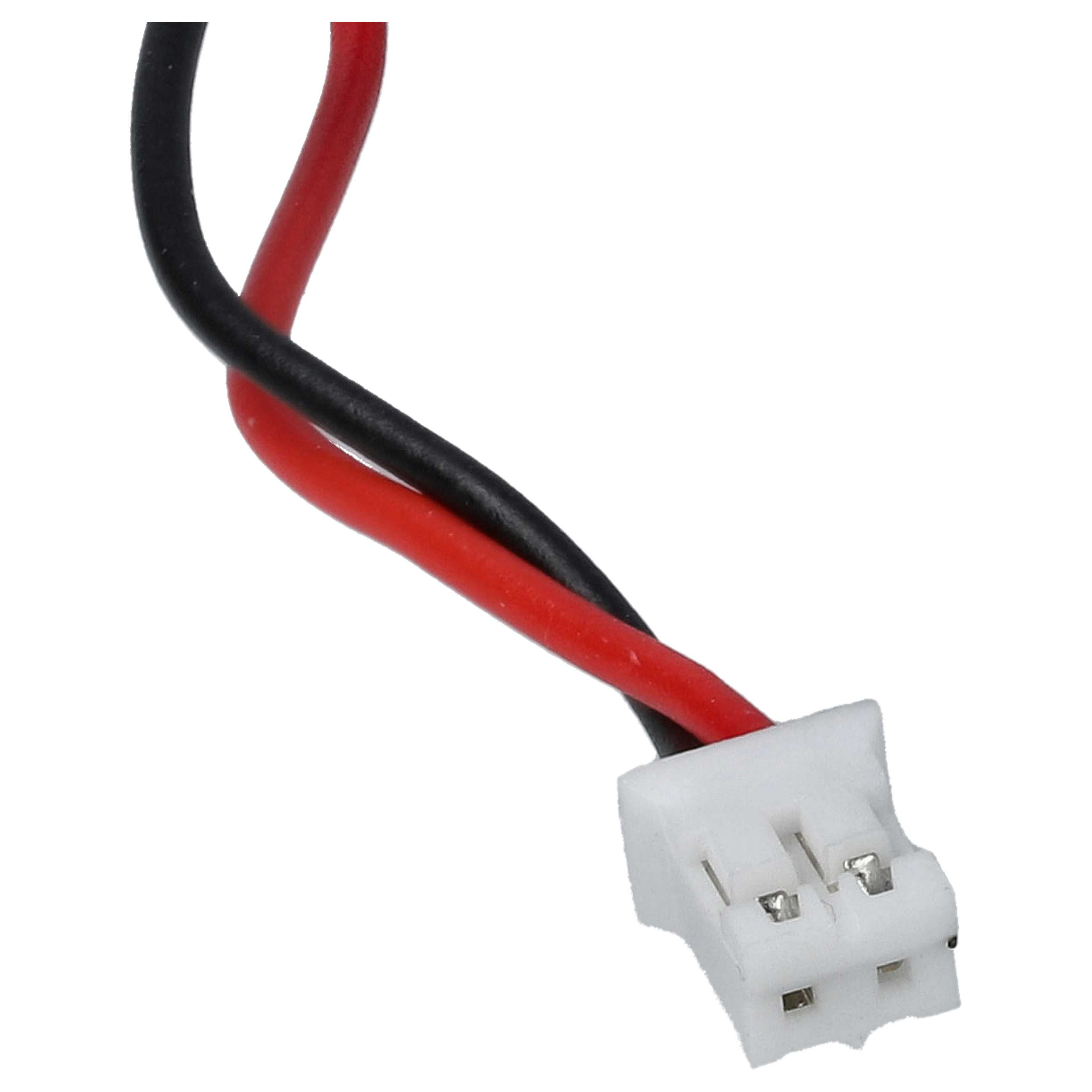 Rote und schwarze Elektrokabel mit weißem Stecker am Ende.