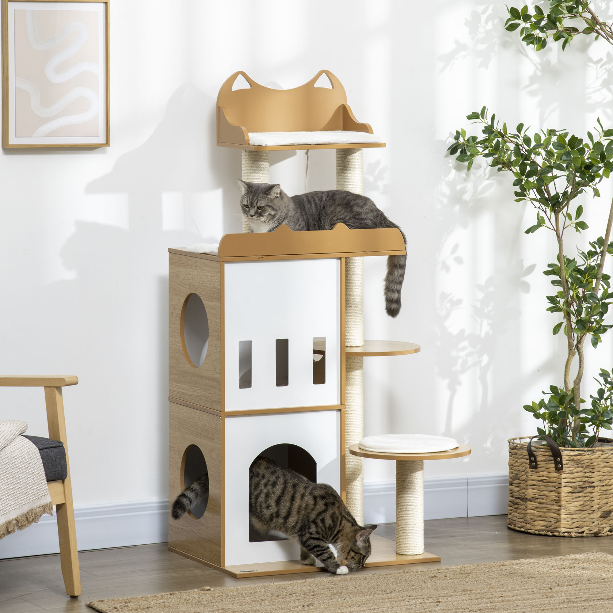 HIYORI 133 cm hoch 2 Katzenhhle Kratzbume Stabil Katzenhaus | SATURN