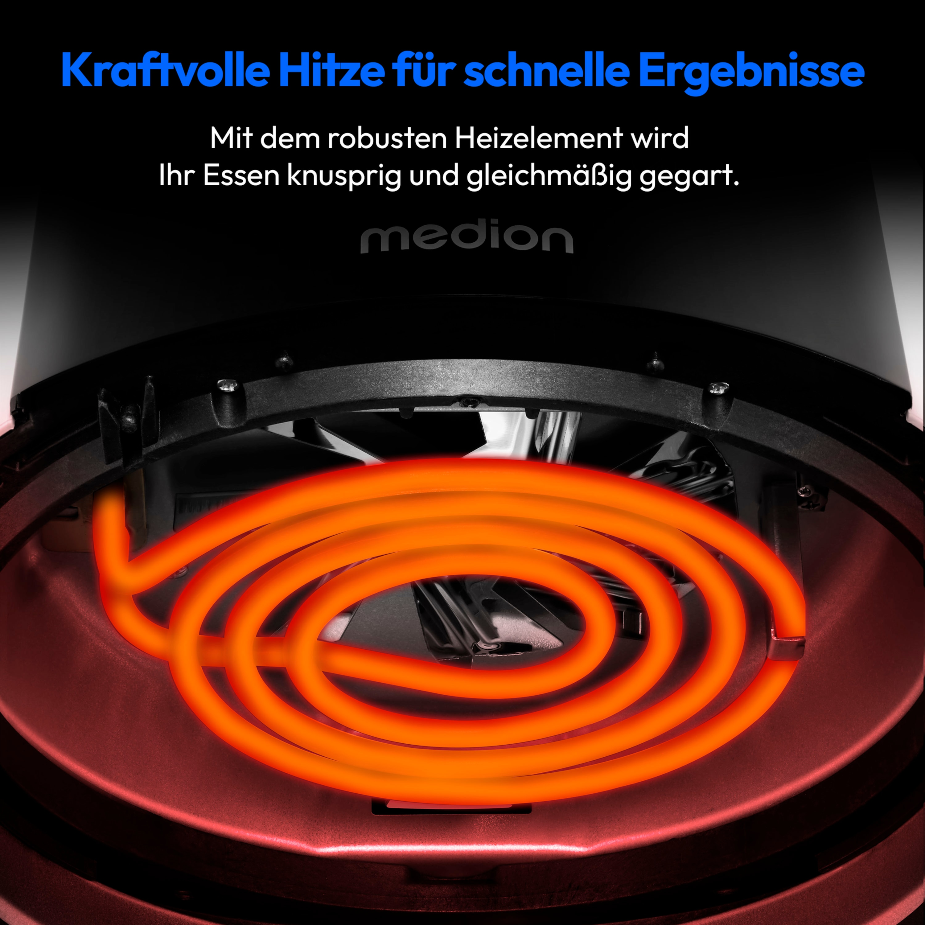 Rood heet spiraalvormig verwarmingselement. Zwarte achtergrond.