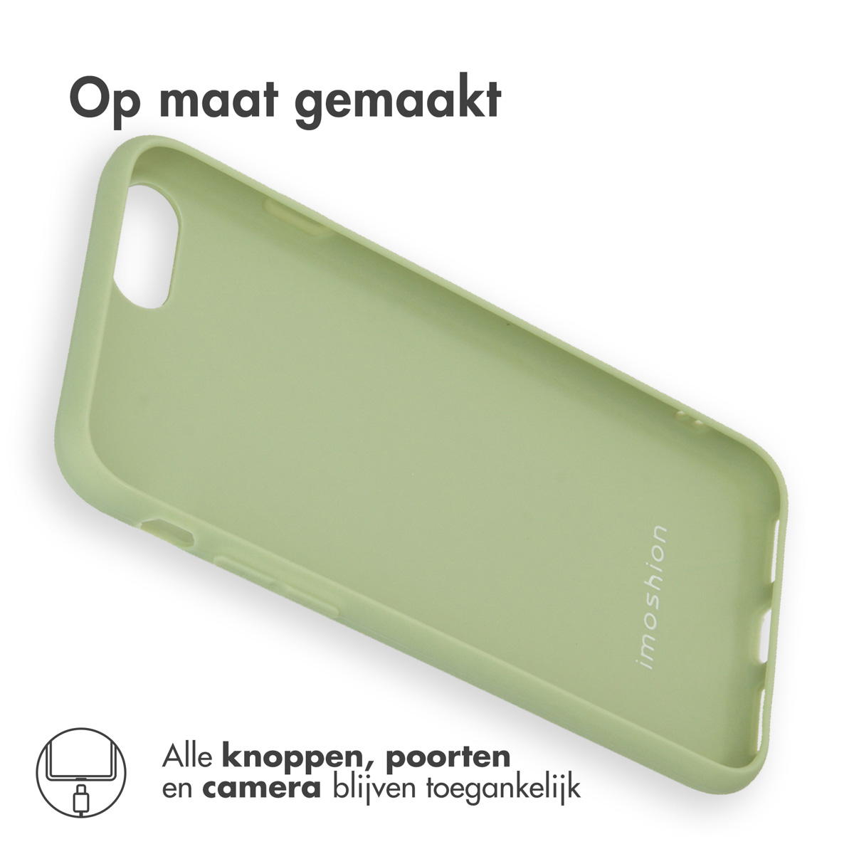 Green phone case. White background. imoshion logo is visible. All buttons, ports, and camera accessible.