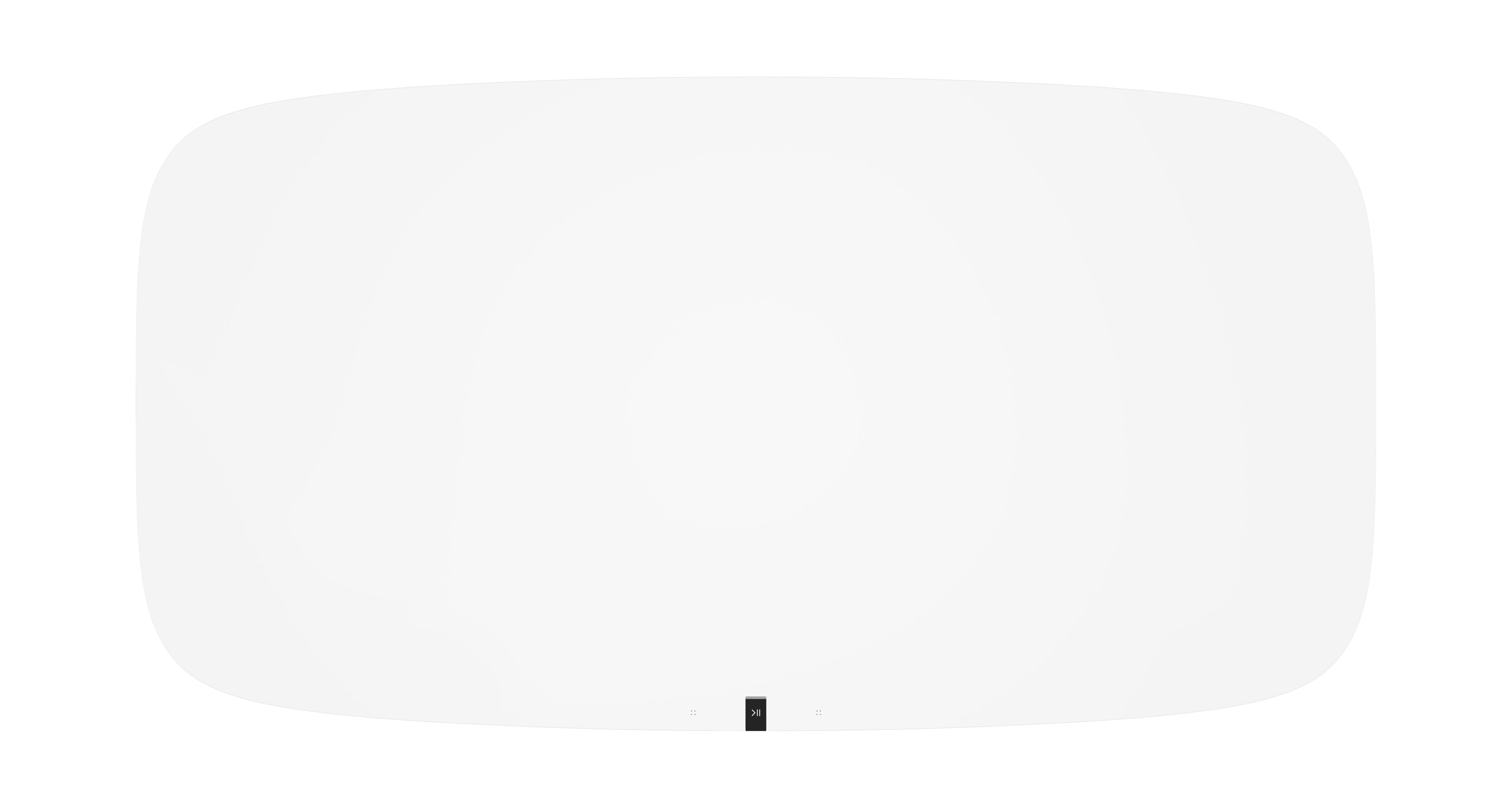 Ein weißer Touchscreen mit schwarzem Boden und abgerundeten Ecken.