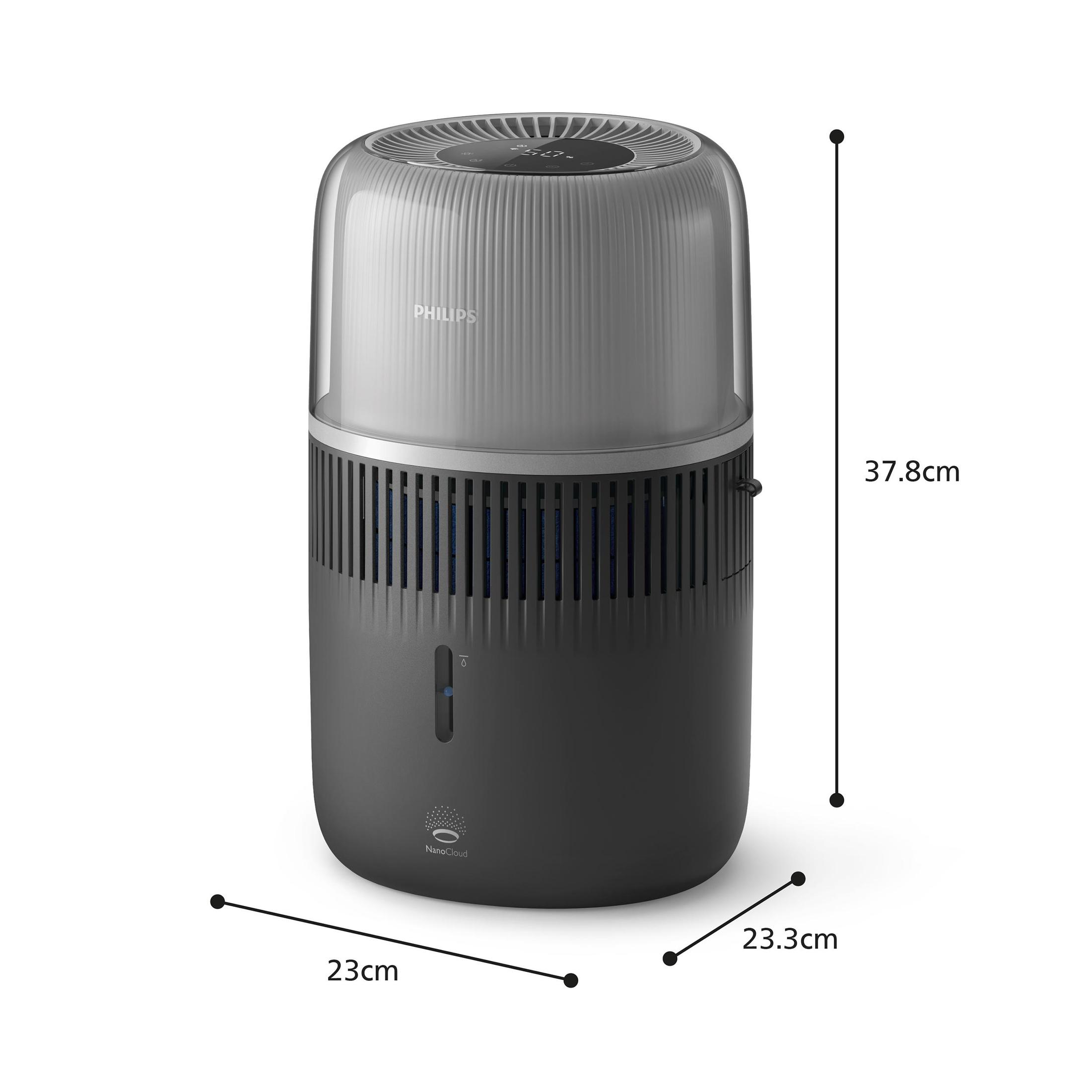 PHILIPS HU5710/03 GREY Luftbefeuchter Dunkelgrau/Silber (14,1 Watt, Raumgröße: 56 m²)
