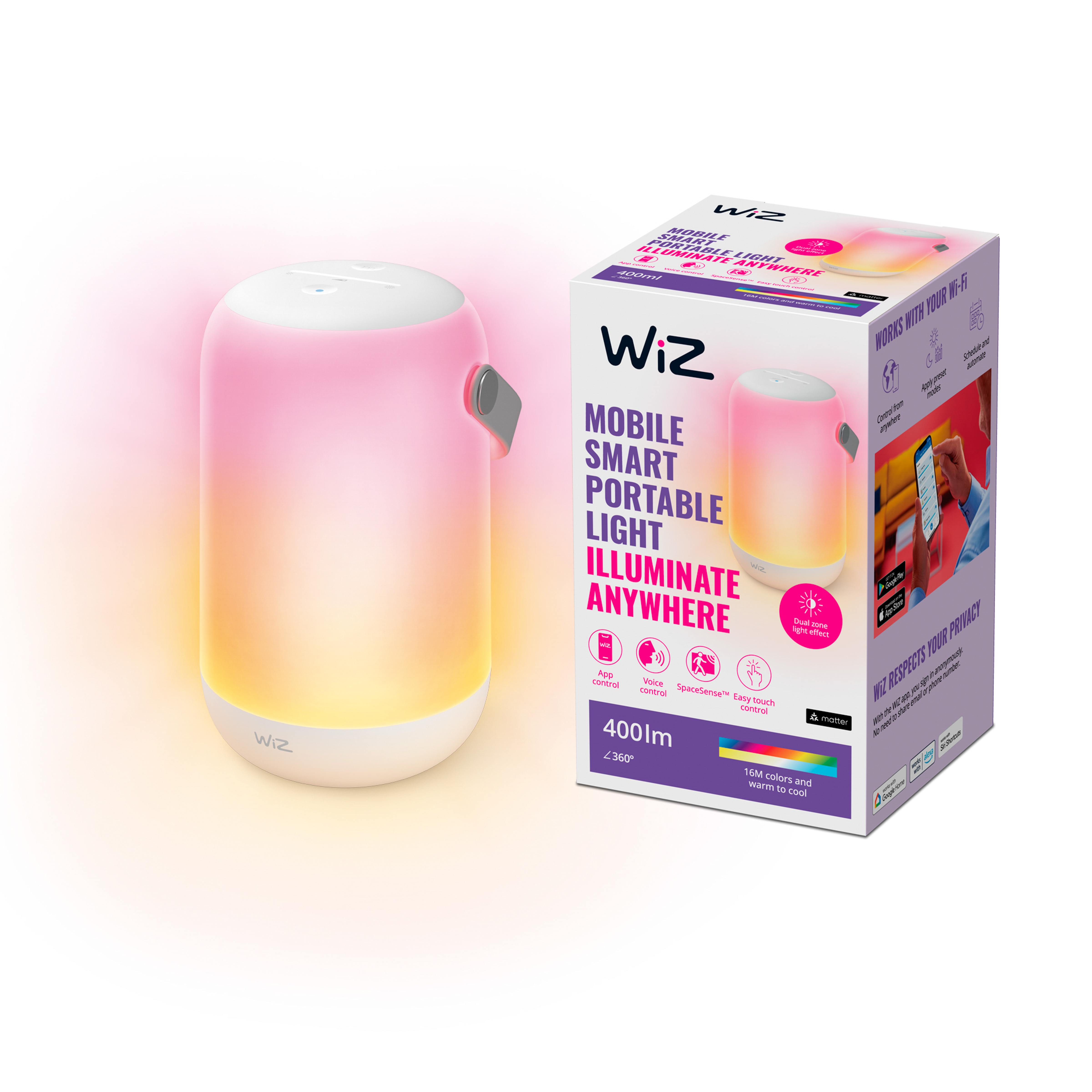 WIZ Wiz Mobile Portable - Taşınabilir Renkli Bluetooth Akıllı Lamba