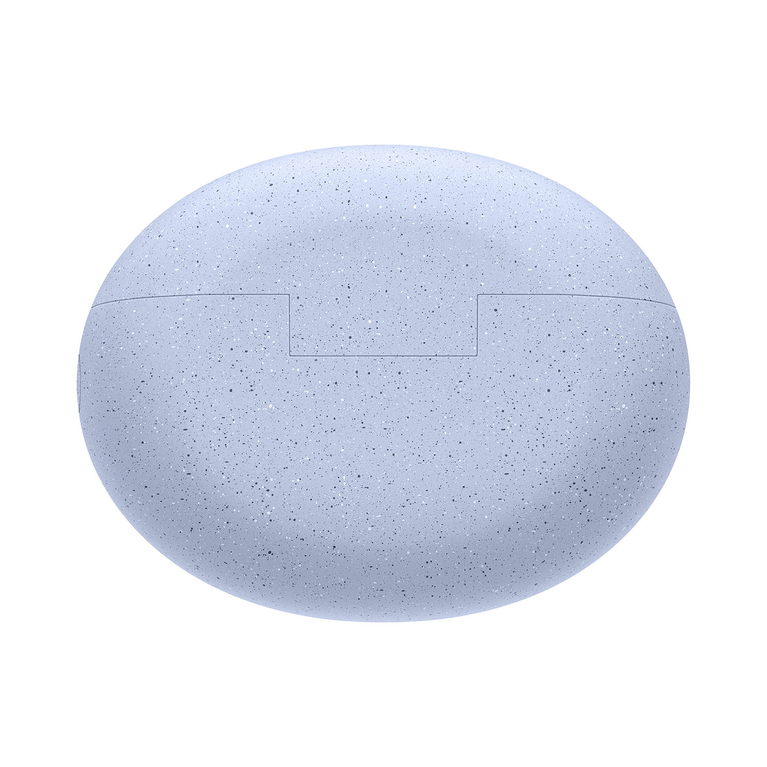 Custodia di ricarica ovale blu chiaro con un piccolo ritaglio.