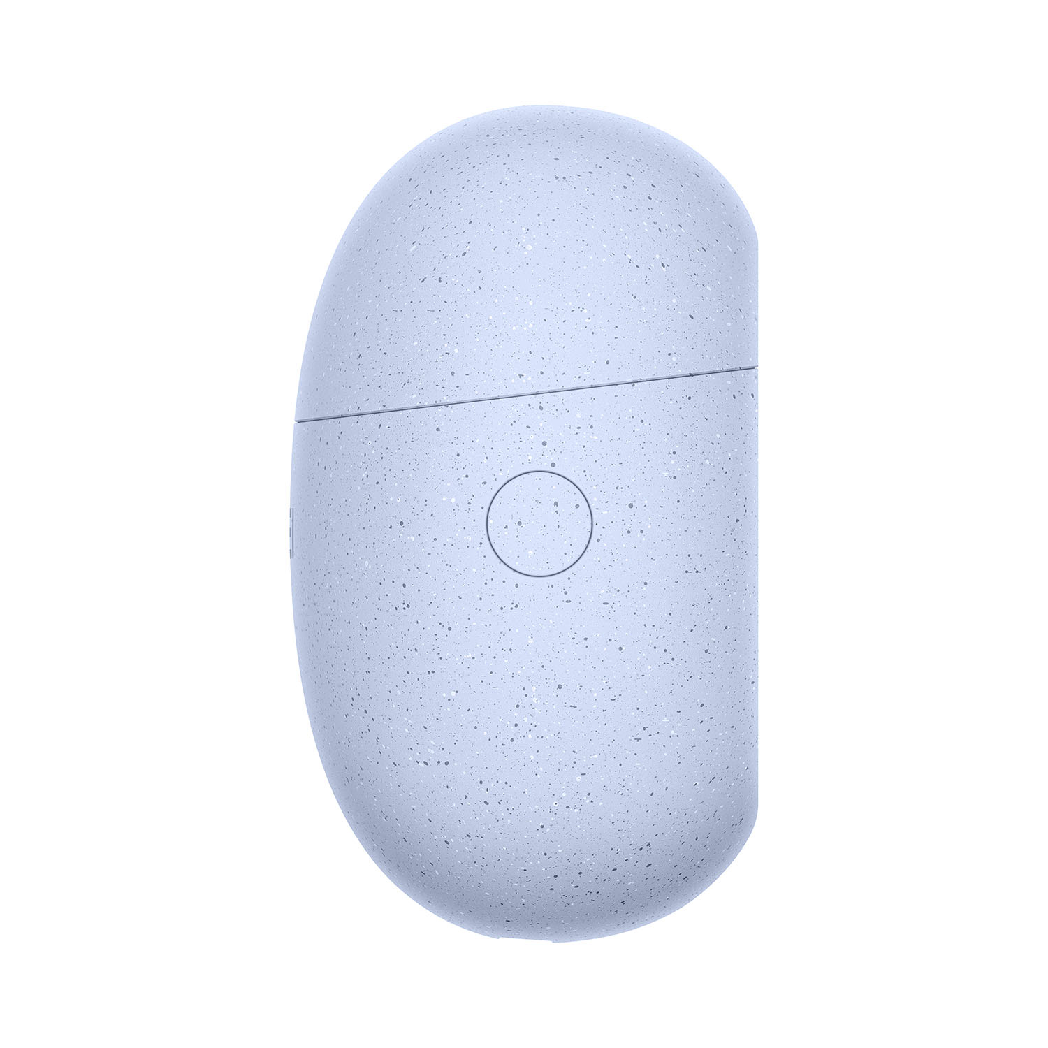 Custodia per auricolari ovale azzurra. Sfondo bianco.