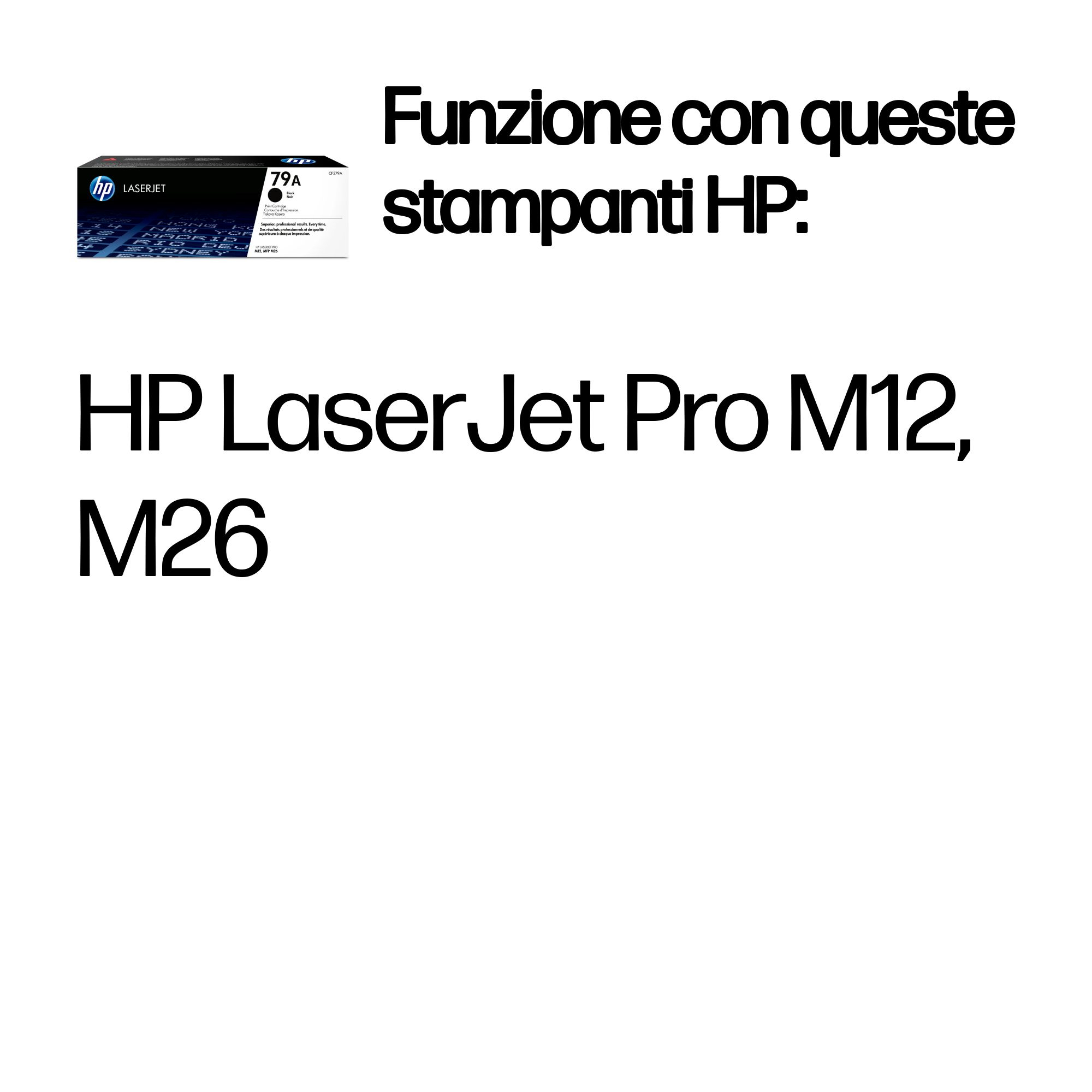 Obraz przedstawia drukarkę HP LaserJet Pro M12, M26 i wkład z tonerem.