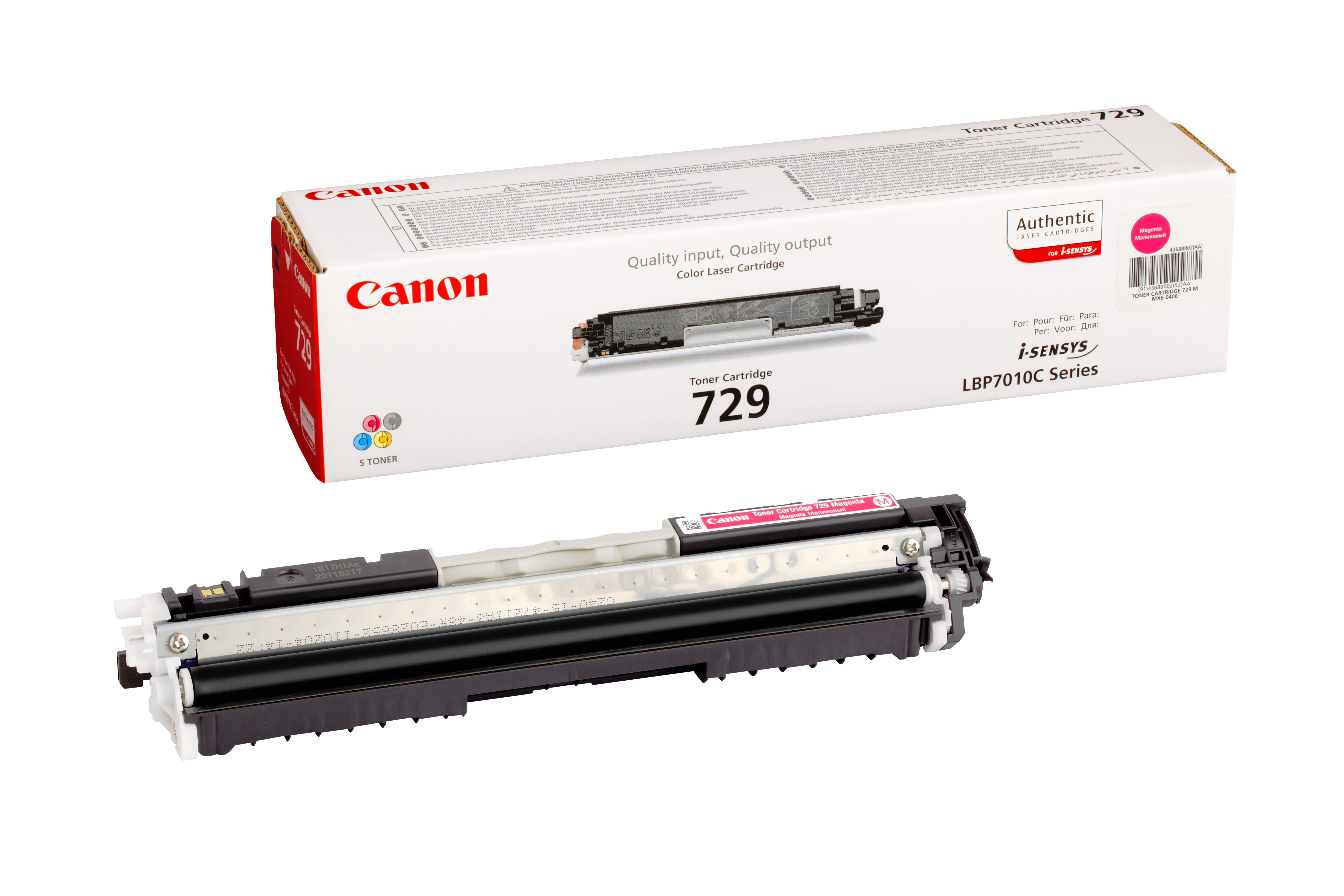Canon 729 tonercartridge en doos, roze toner erin.
