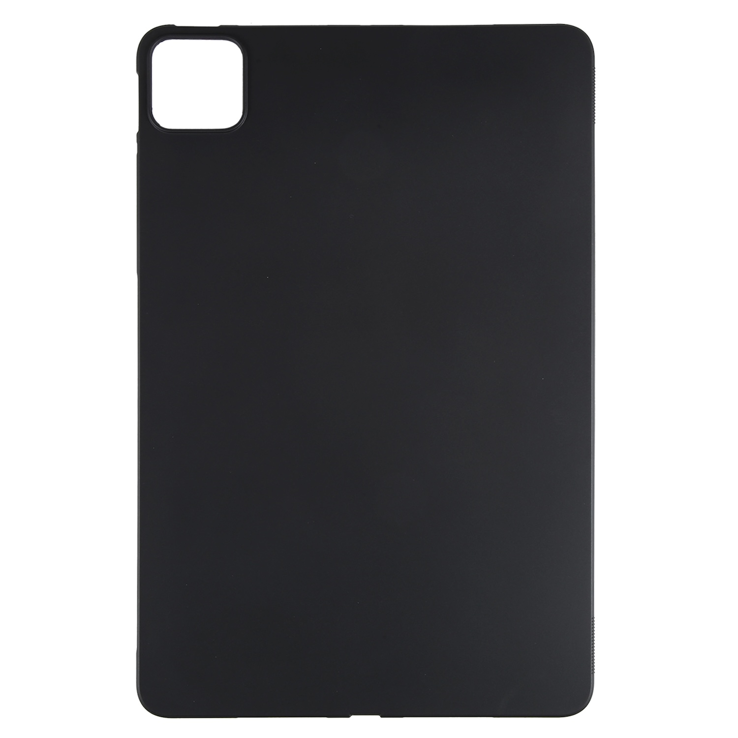 Schwarze Tablethülle mit Kameraausschnitt und weißem Hintergrund.