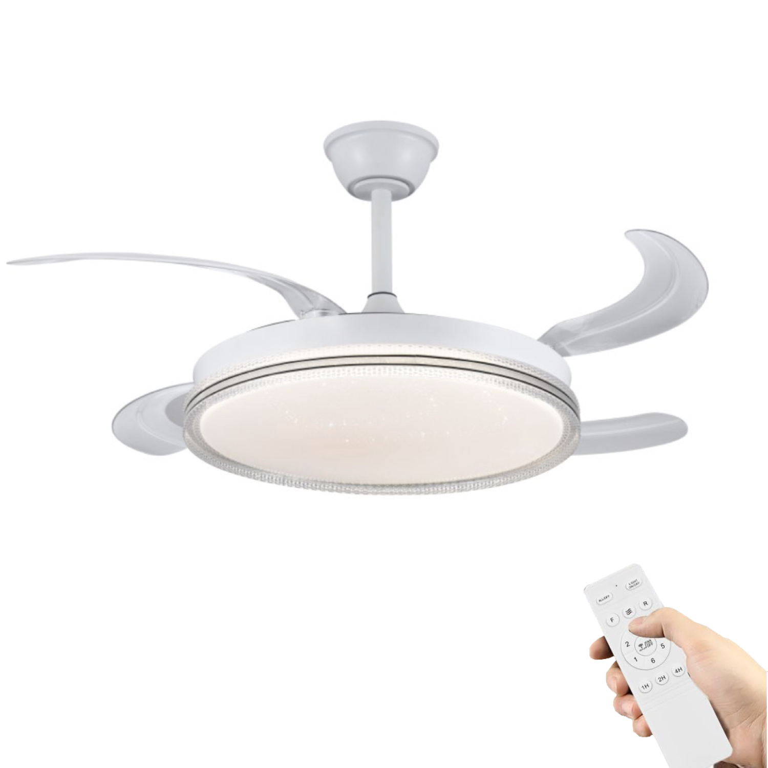 Ventilatore Da Soffitto 105cm - 4 Pale Reversibili, 3 Velocità, Lampada E27, Colore Oro Antico - Foto 7