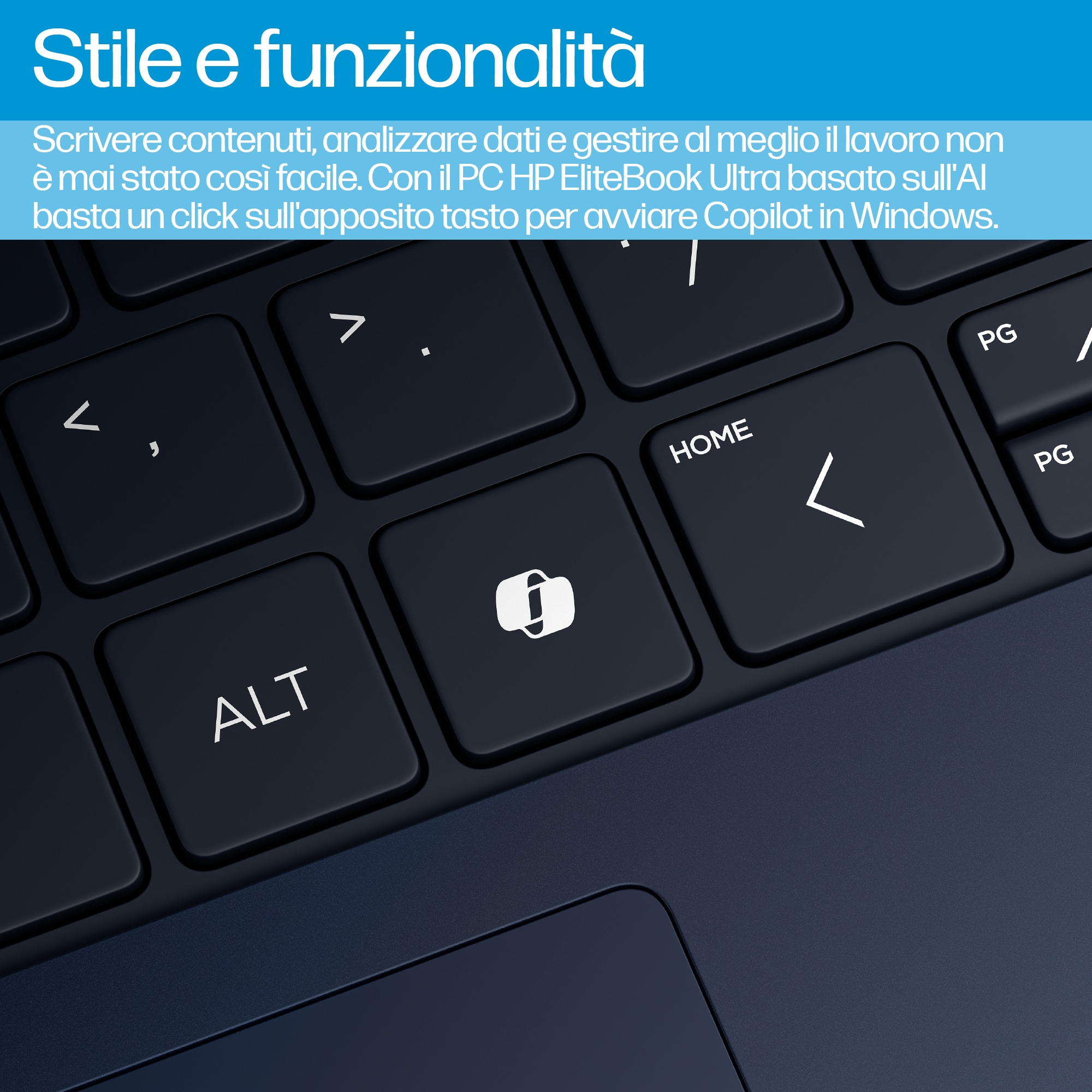 Primo piano di una tastiera di un laptop con un'icona bianca sul tasto centrale.