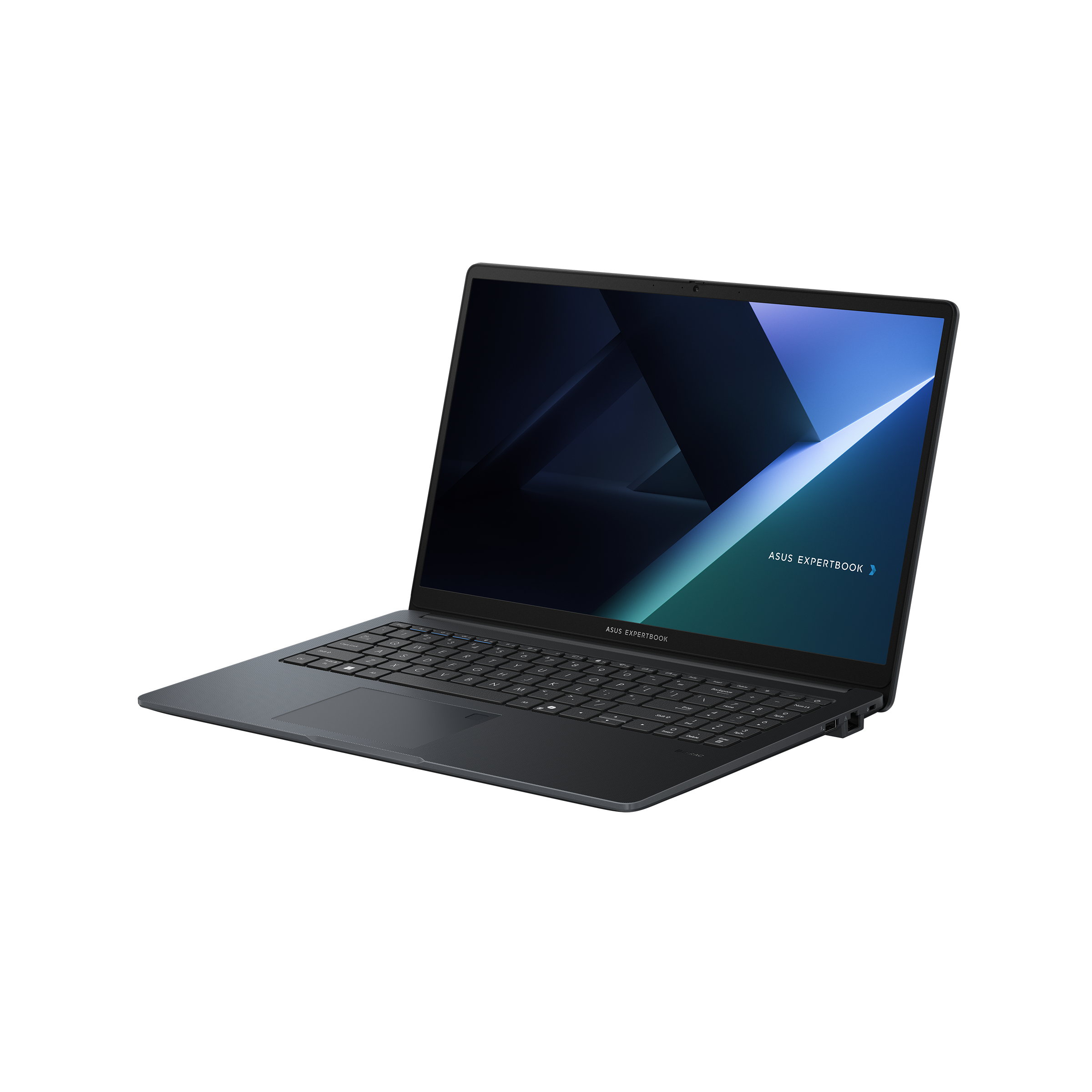 Laptop nero aperto su una superficie bianca, con un'interfaccia Windows.