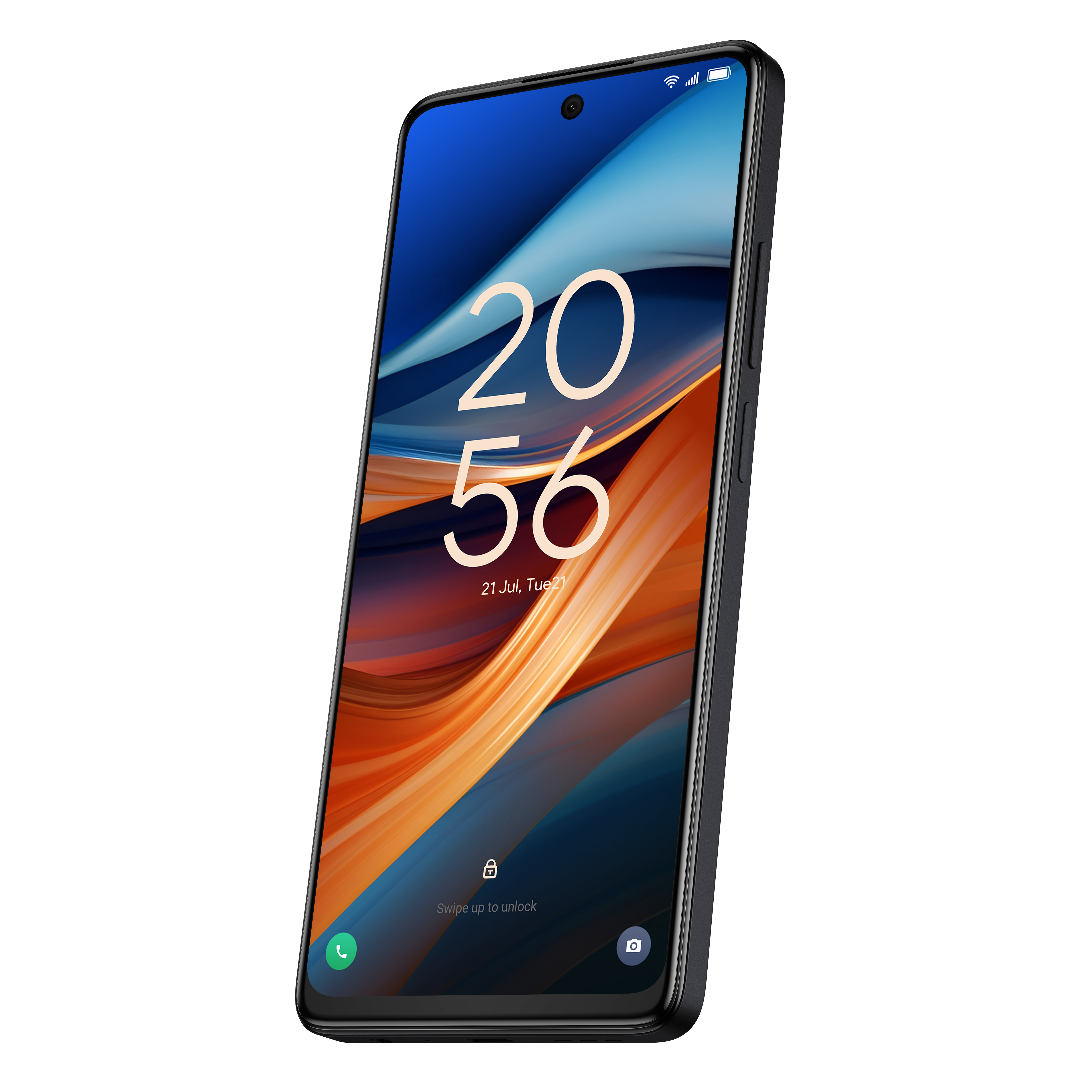 Czarny smartfon z dużym ekranem wyświetlającym interfejs ekranu blokady.