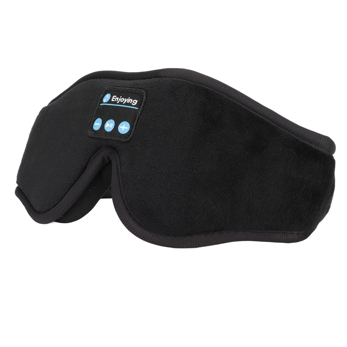 Schwarze Augenmaske mit Steuertasten und einem Enjoying-Label.