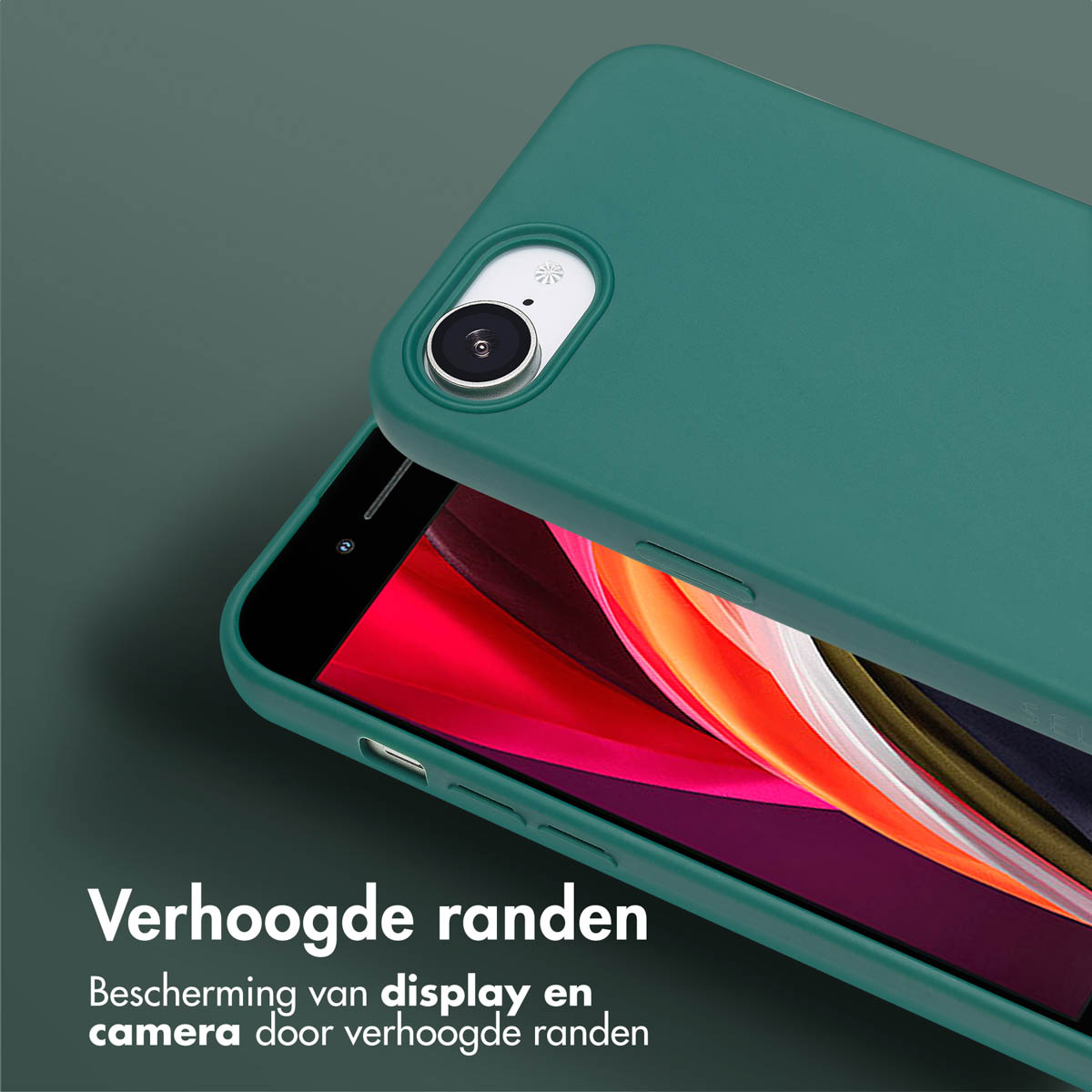 Groene telefoonhoes met telefoon erin, tekst 'Verhoogde randen'.