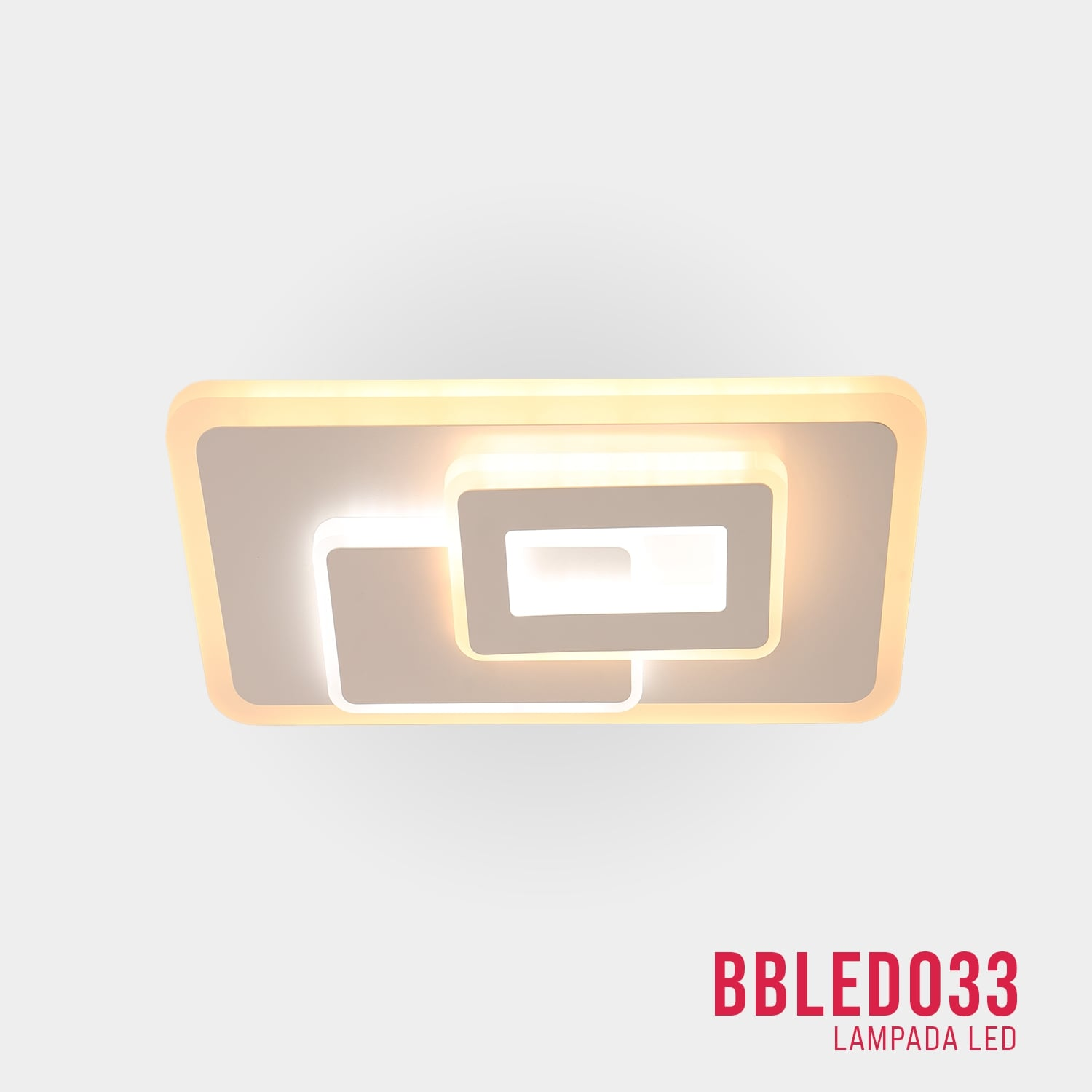 Lampada da soffitto con design rettangolare e bagliore di luce calda. Scritto BBLD033.