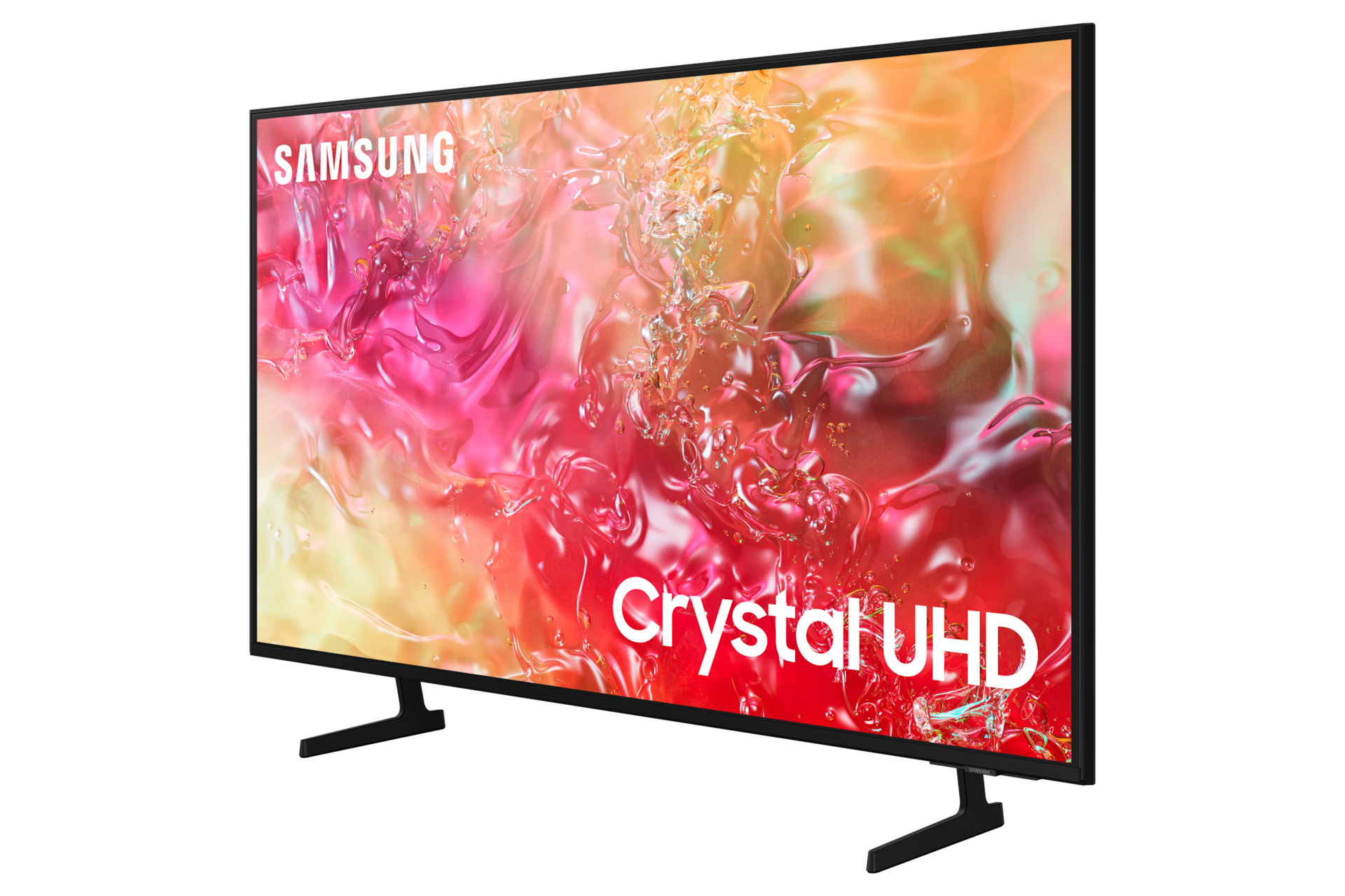 Un televisore con il logo Samsung, che mostra un'immagine astratta colorata.