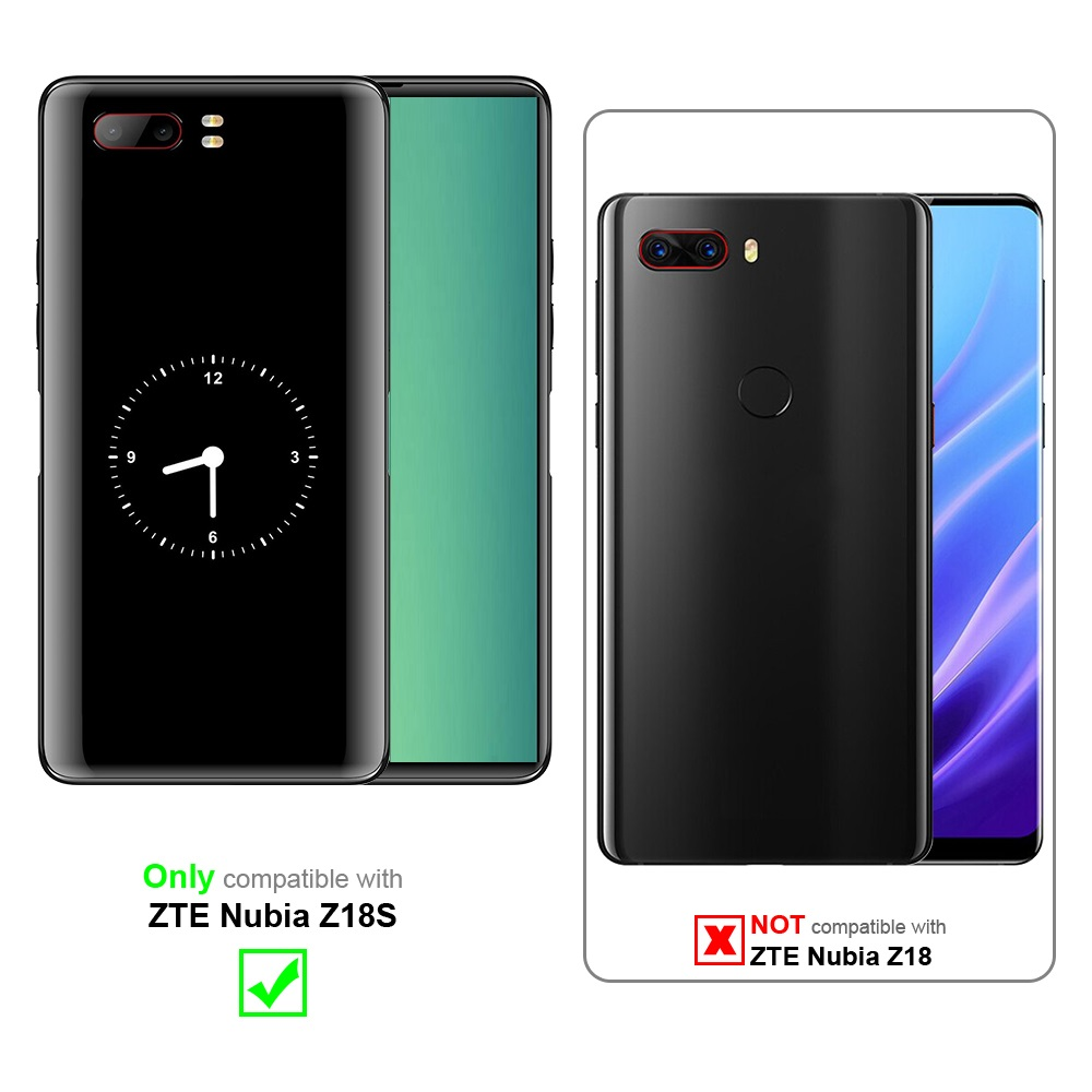 ZTE Nubia Z18S Telefon. Kompatibles Telefon mit Uhr auf dem Bildschirm. Anderes Telefon nicht kompatibel.