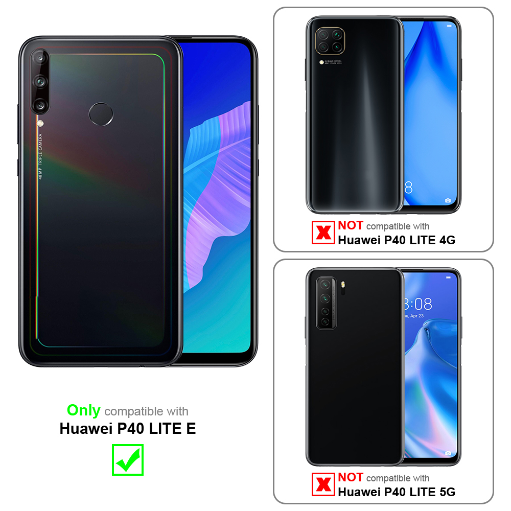 Vergleich von Handyhüllen. Eine passt für Huawei P40 Lite E. Andere passen nicht für P40 Lite 4G und 5G.