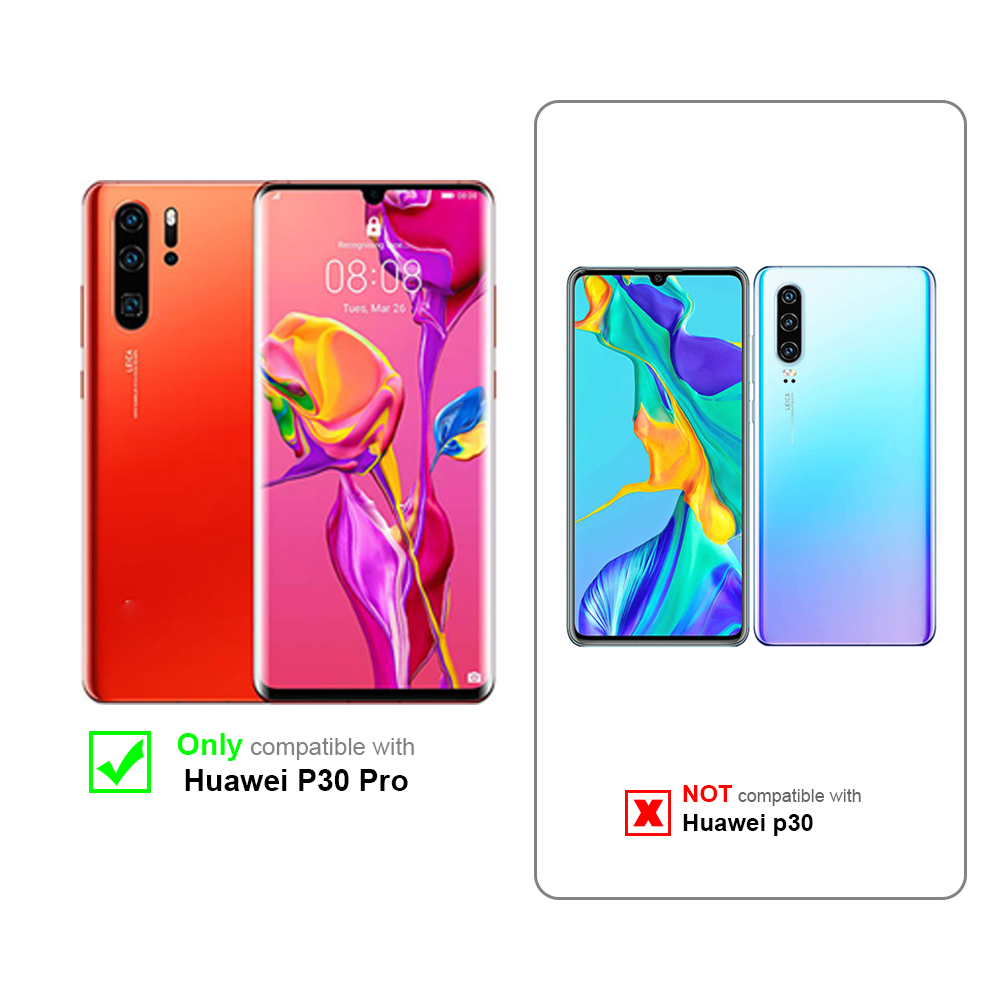 Diagramm zeigt Handyhüllen. Kompatibel: P30 Pro. Nicht kompatibel: P30.