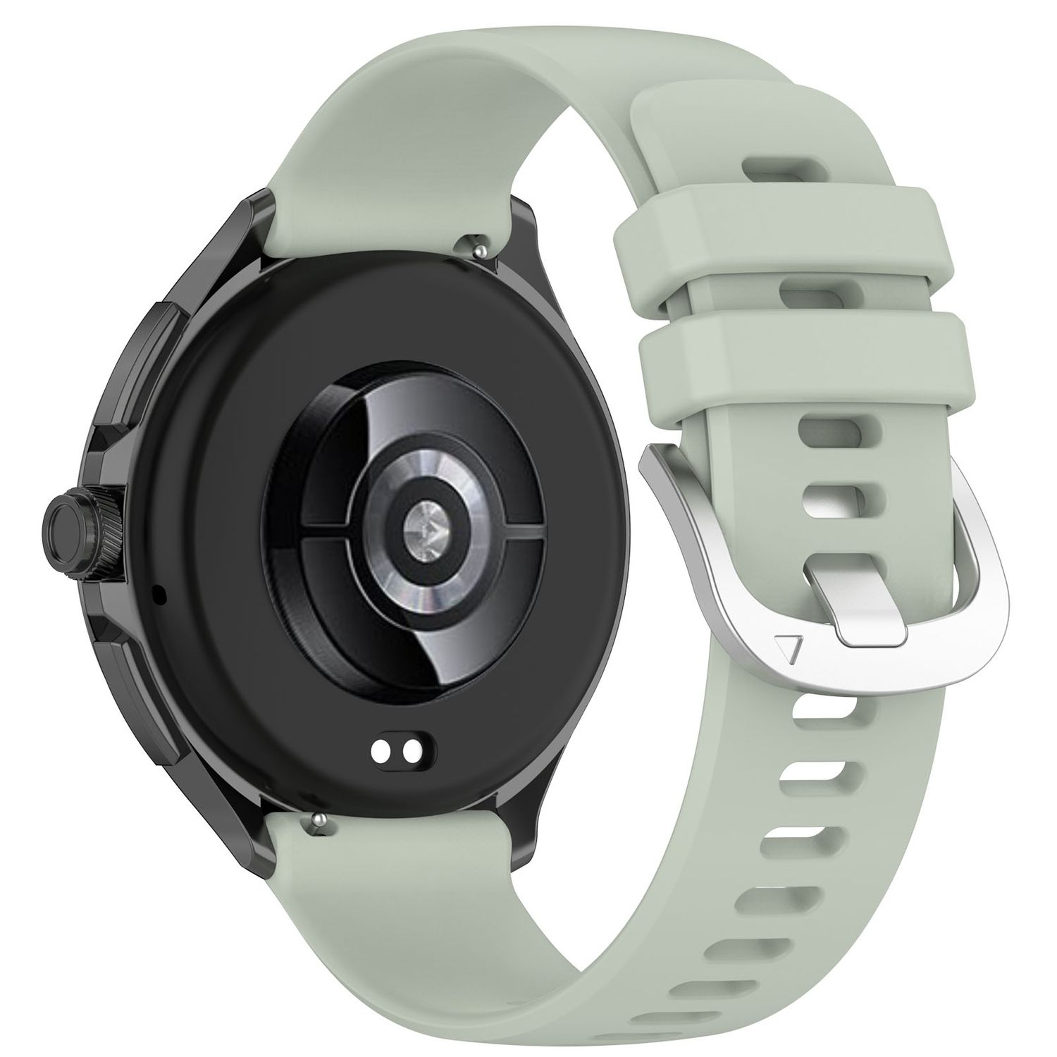 Eine schwarze Ladestation für eine Smartwatch, mit angeschlossenem USB-Kabel.