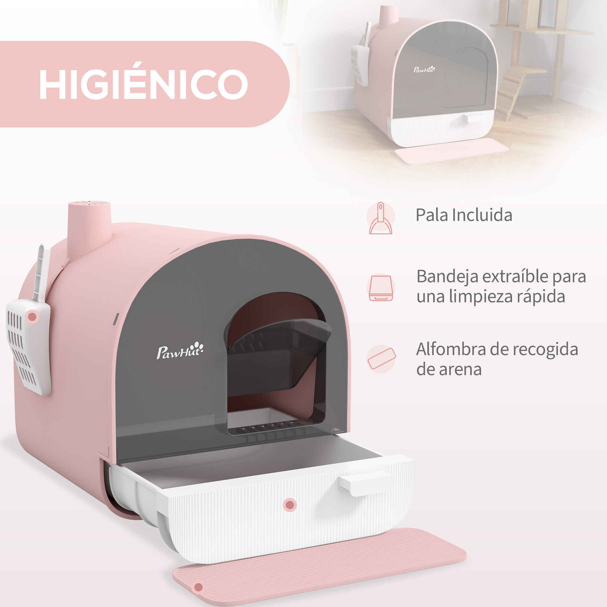 Una persona sentada en un sofá, con una cama para perros en el suelo, con paredes blancas y una ventana.