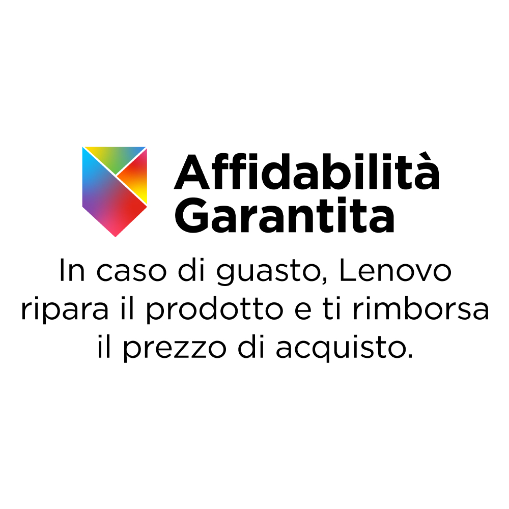 Tekst na białym tle z napisem „Affidabilità Garantita” i oświadczeniem gwarancyjnym Lenovo.