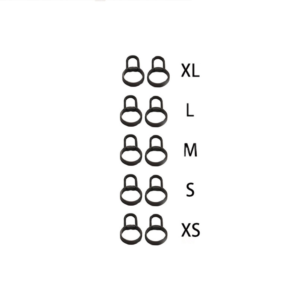 Słuchawki w etui ładującym i kilka rozmiarów końcówek: XS, S, M, L, XL. Czarno-białe.