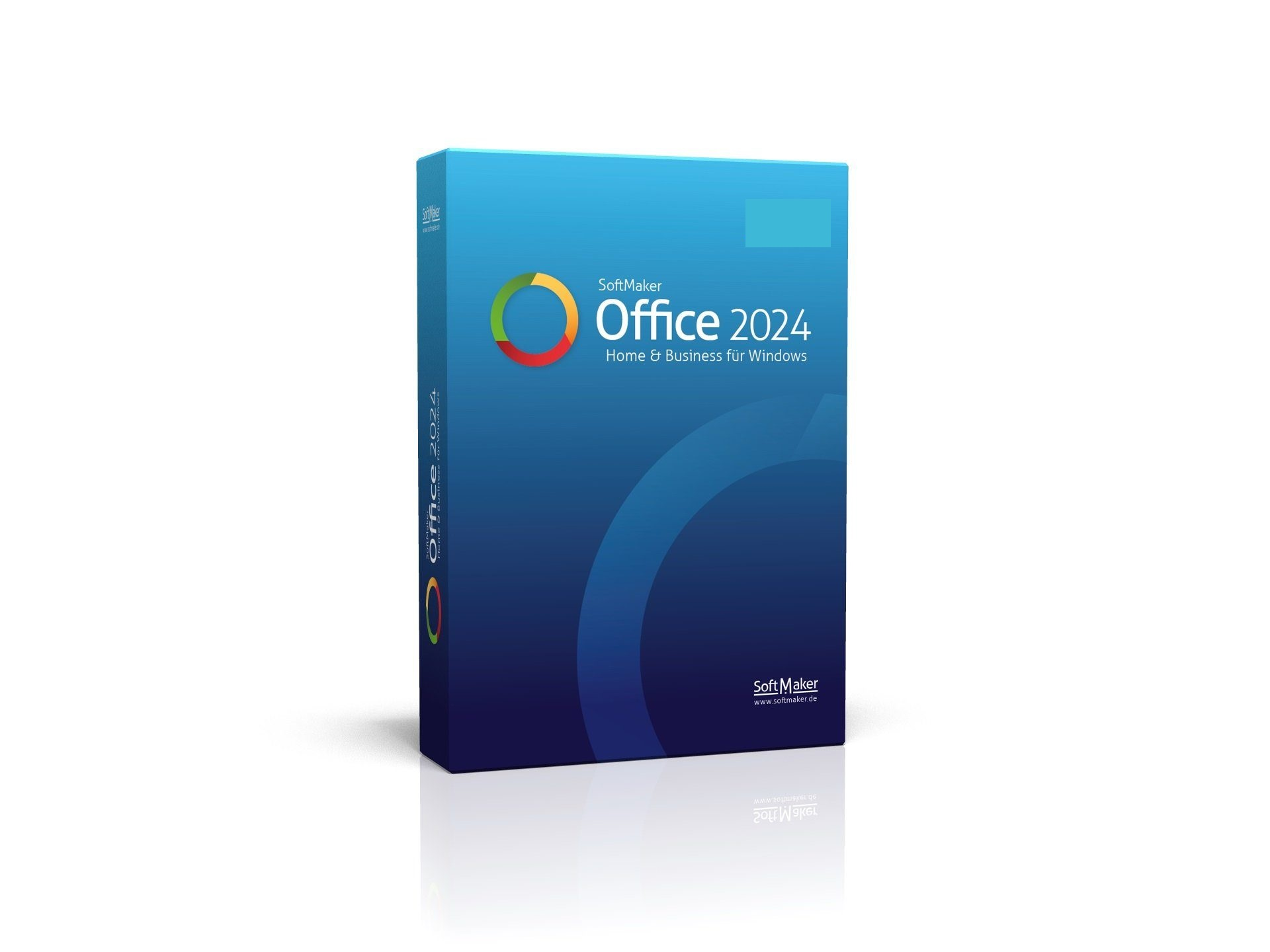 Office 2024 Softwarebox. Blaue Box mit dem Text 'SoftMaker Office 2024'. Weißer Hintergrund.