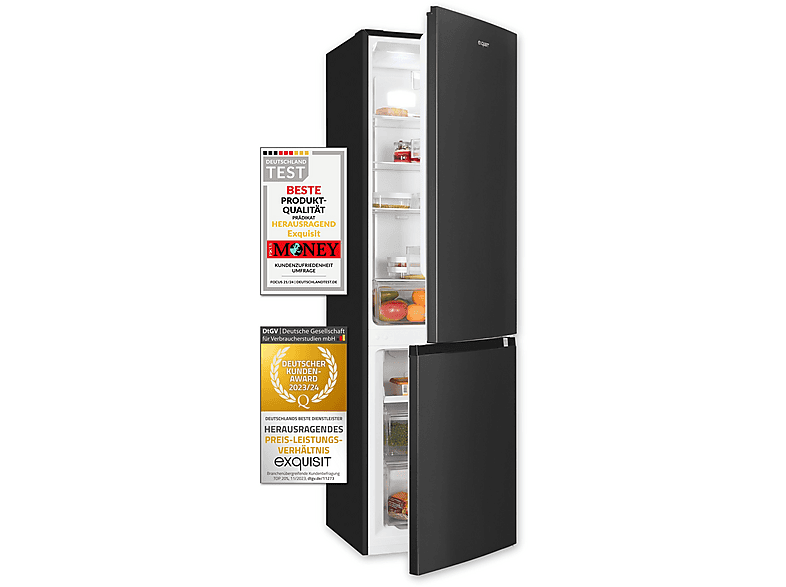 EXQUISIT KGC265-70-NF-040C inoxlook-az Kühlgefrierkombination (C, 141 kWh, 1805 mm hoch, inoxlook-az)