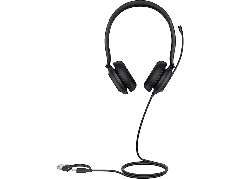 YEALINK UH35 Dual Uc USB-C/A Teams Uyumlu Çift Taraflı Taçlı Kablolu Kulak Üstü Kulaklık Siyah