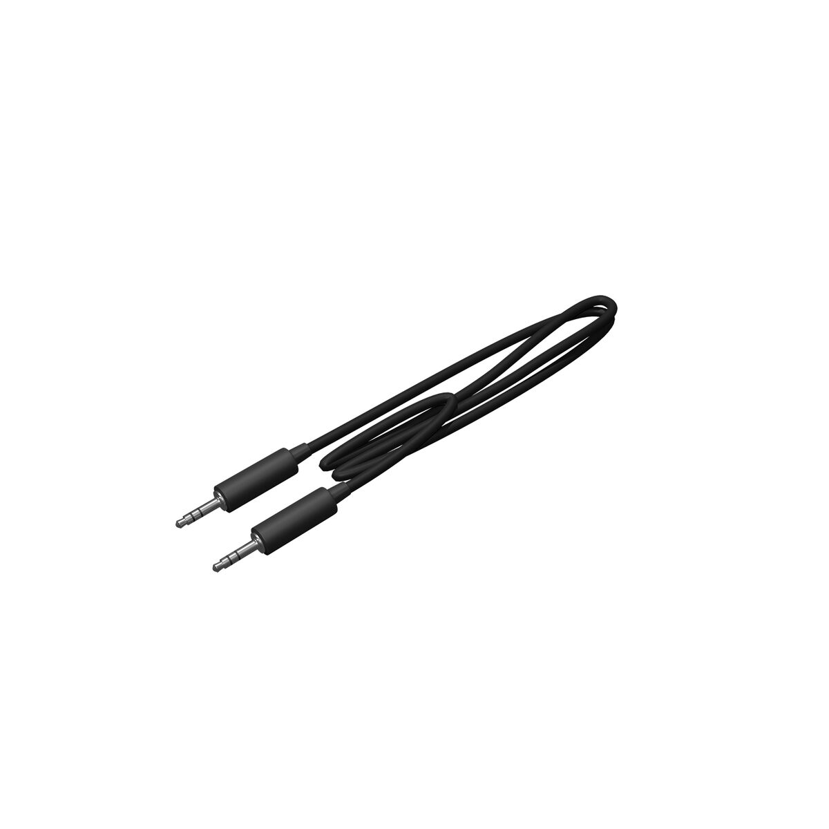 Cavo audio nero con due jack da 3,5 mm.