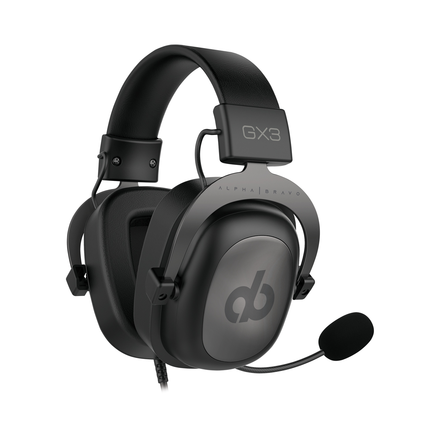 Cuffie gaming nere con microfono e il marchio GX3 sulla fascia.