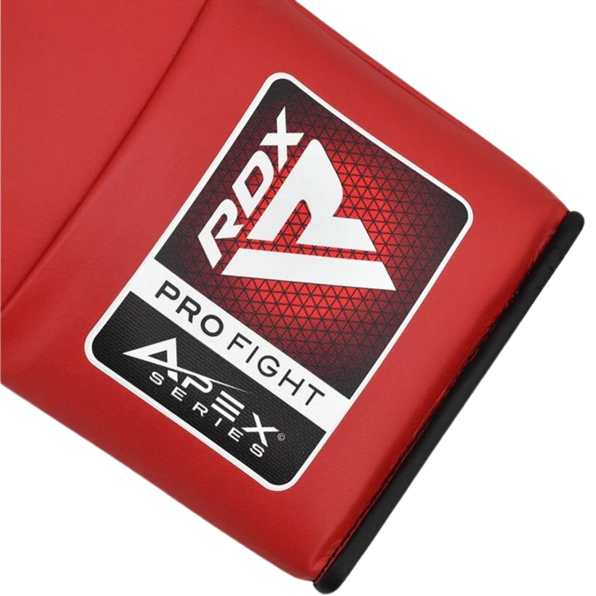 Red and black boxing pad with logo.