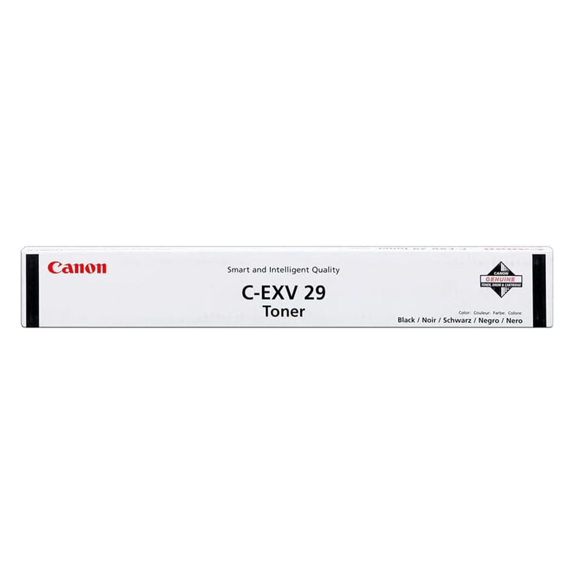 Cartuccia toner Canon C-EXV 29 in scatola bianca. Testo nero sulla scatola.