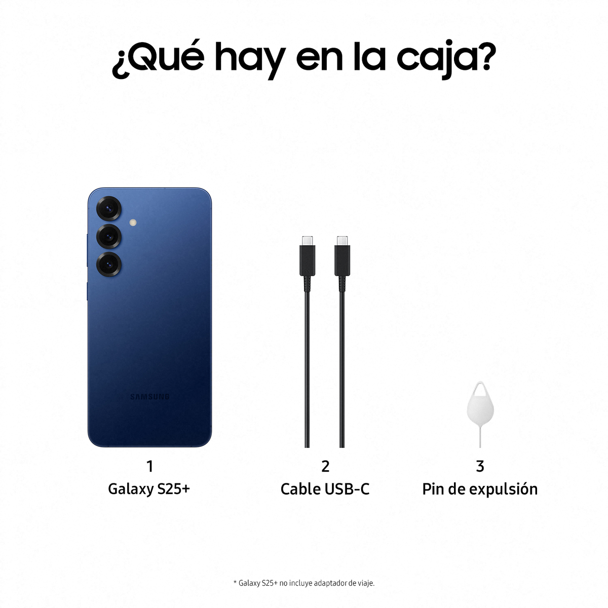 Niebieski smartfon, dwa kable USB-C i szpilka do wysuwania, wszystko na białej powierzchni.