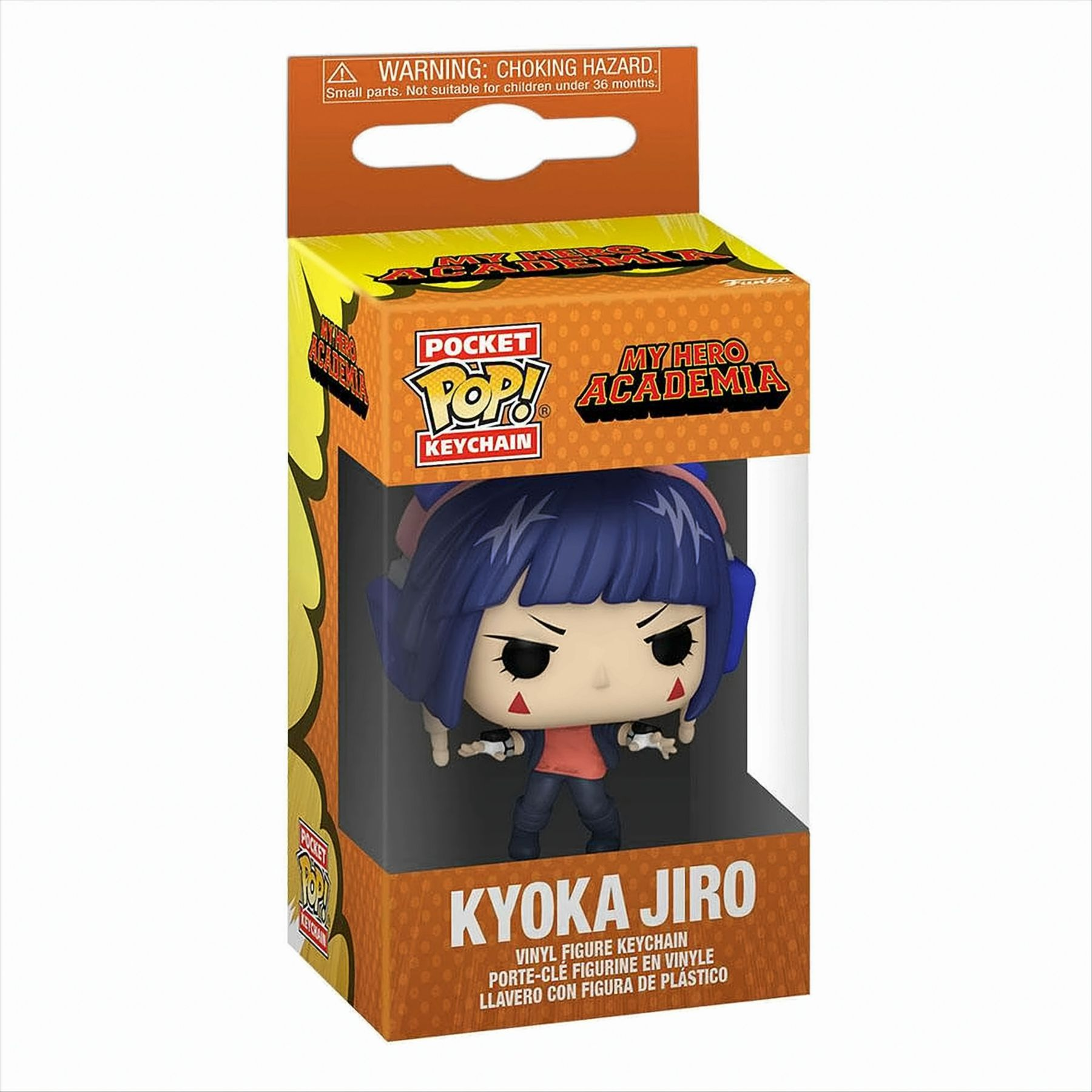 Kyoka Jiro Pocket Pop Schlüsselanhänger in einer Box. Die Figur ist in einem Fenster.