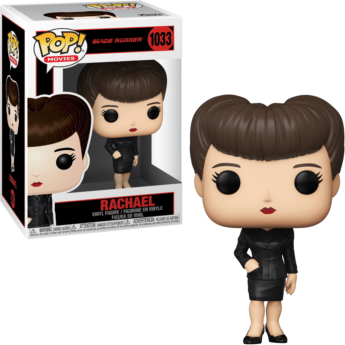 Funko Pop! von Rachel aus Blade Runner. Die Figur trägt ein schwarzes Outfit.
