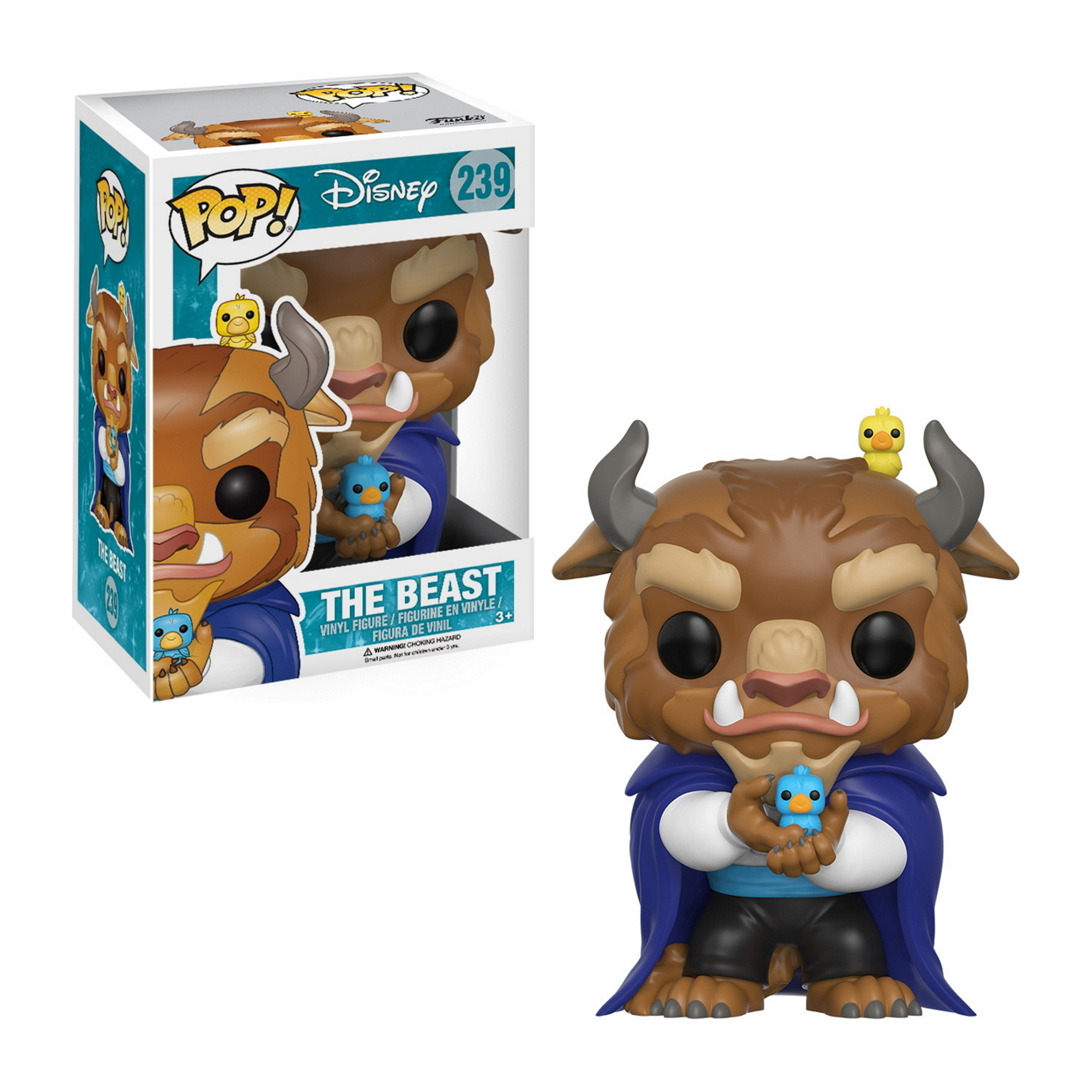 Figurka Beast Funko Pop z niebieską figurką ptaka i pudełkiem w tle.