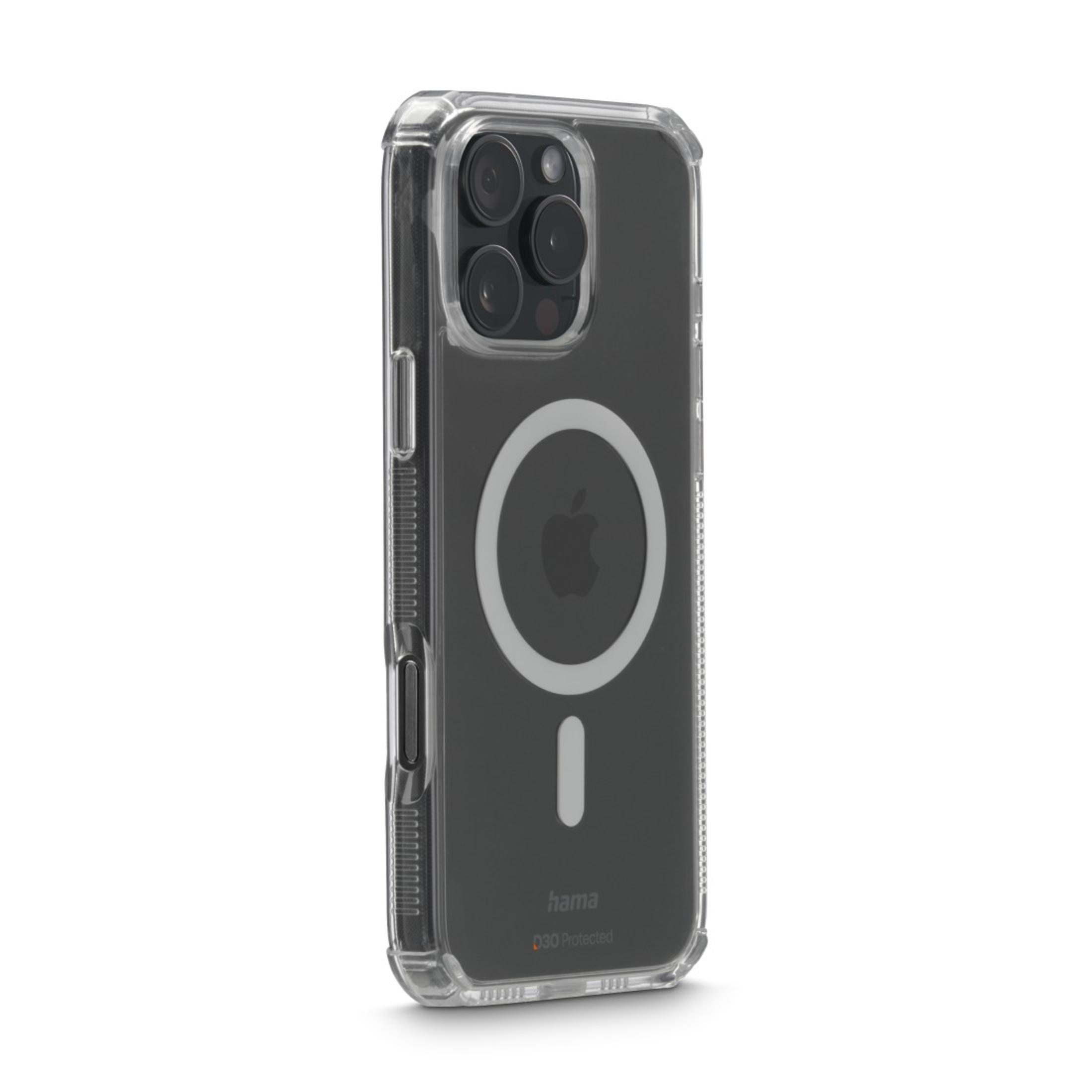 Custodia trasparente per telefono con array di fotocamere nero e cerchio bianco sul retro.