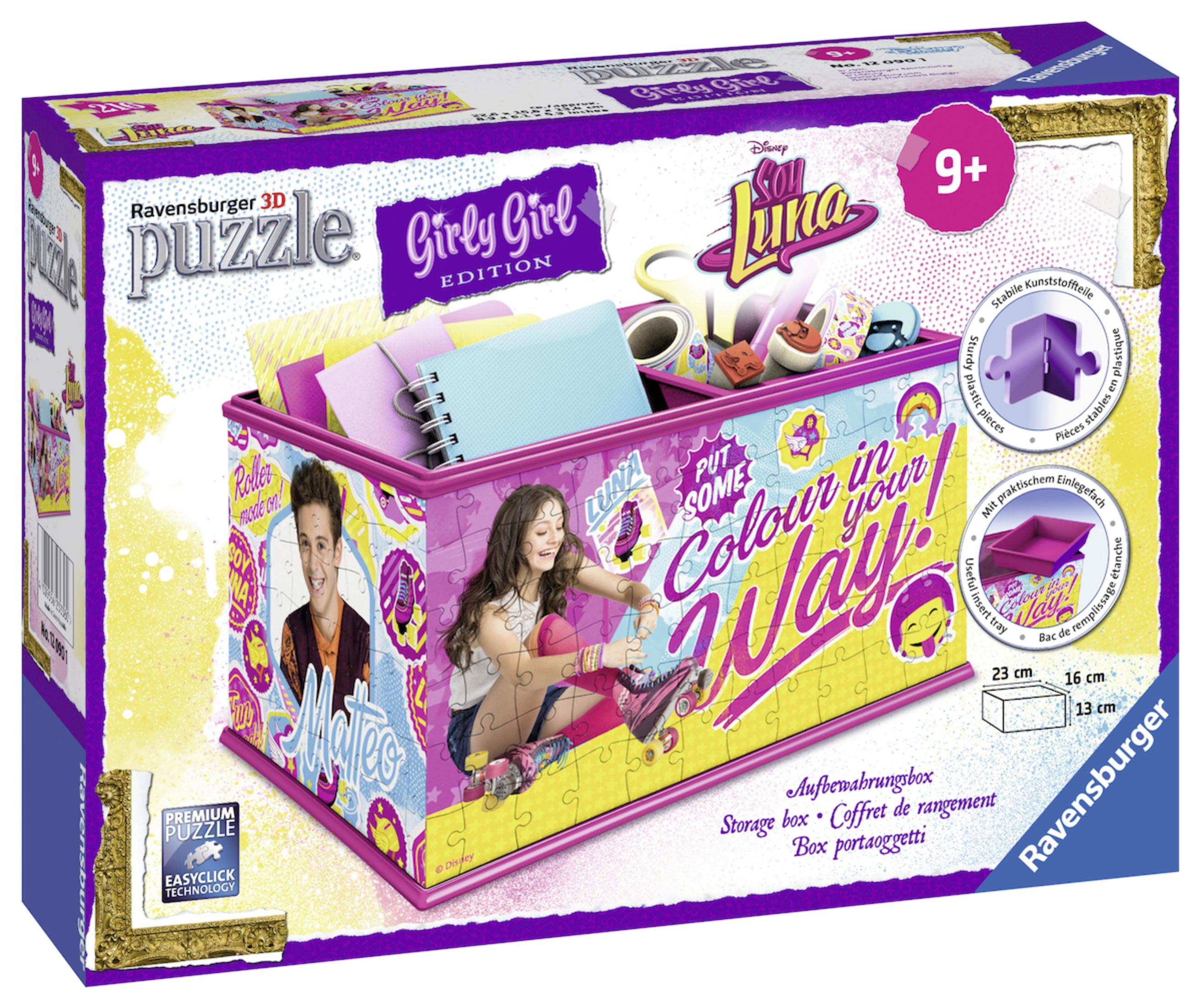 Verpacktes Ravensburger-Puzzle. Enthält Charaktere der Show, mit Zubehör. Rosa und lila Farben.