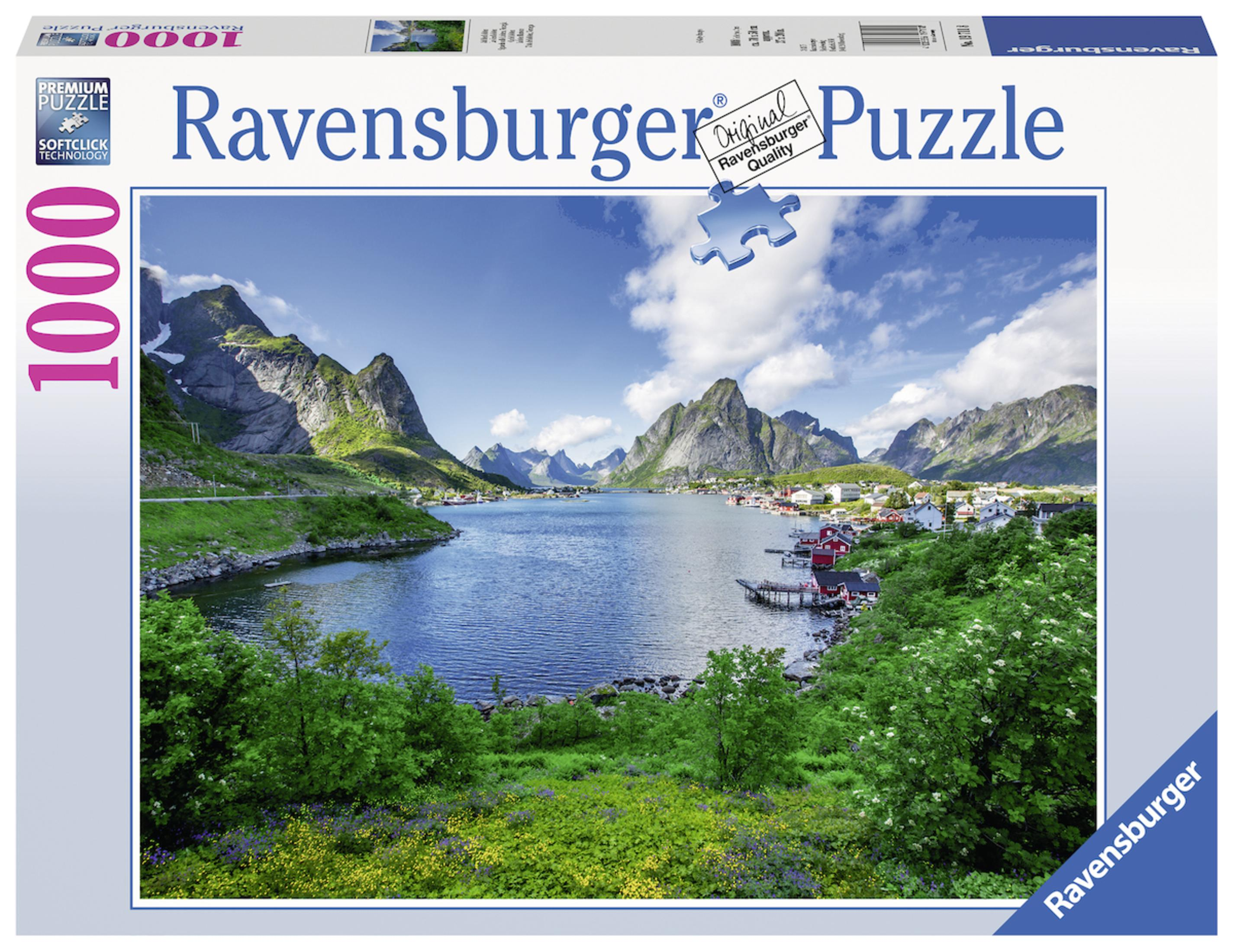 Ravensburger 1000-teiliger Puzzlekarton mit Bergseeszene.
