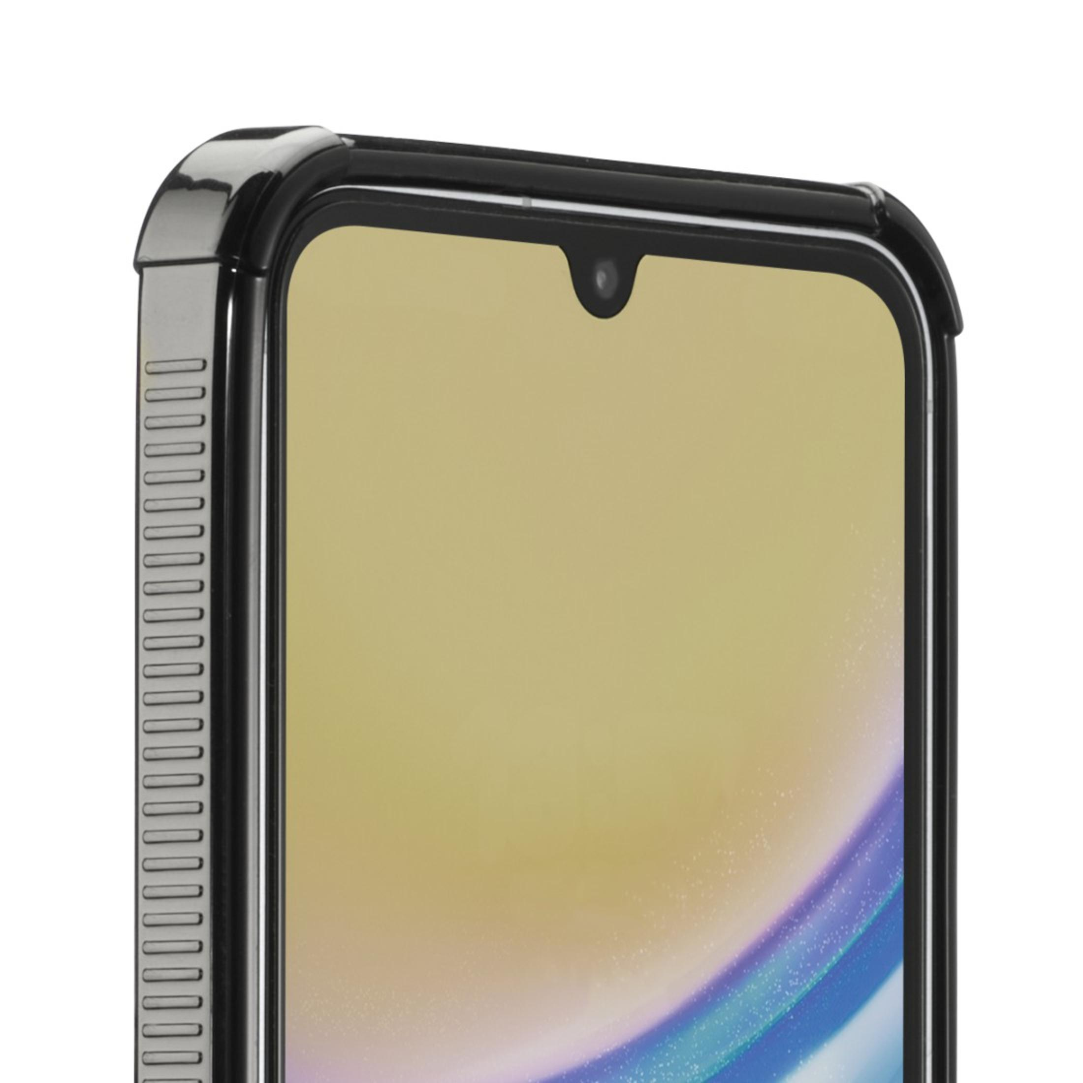 Telefonbildschirm mit schwarzem Rahmen, gelber Hintergrund.