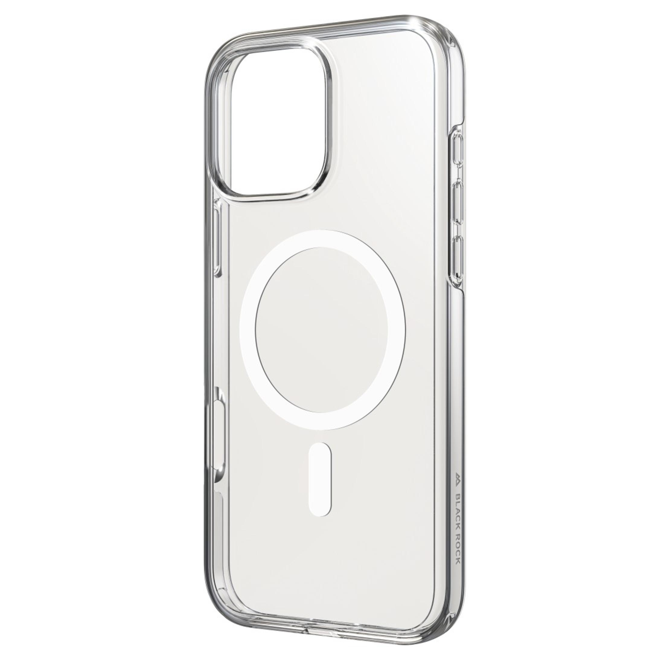 Custodia trasparente con anello MagSafe. Custodia trasparente, anello bianco.